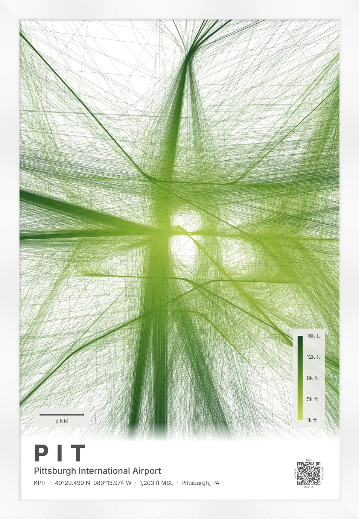 PIT flight path print — Citrus theme · Light [material:framed_white]