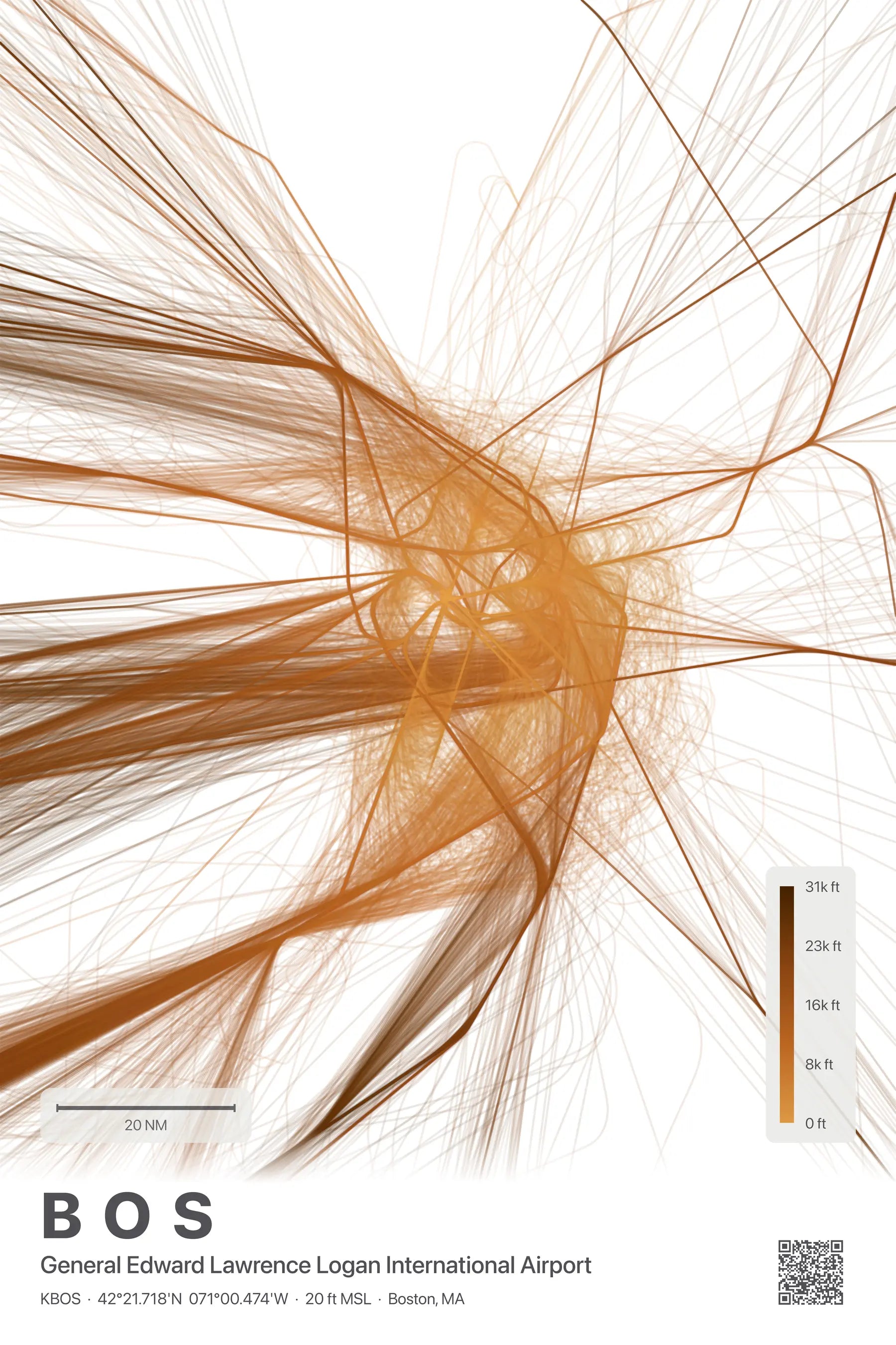 BOS flight path print — Solana theme · Light