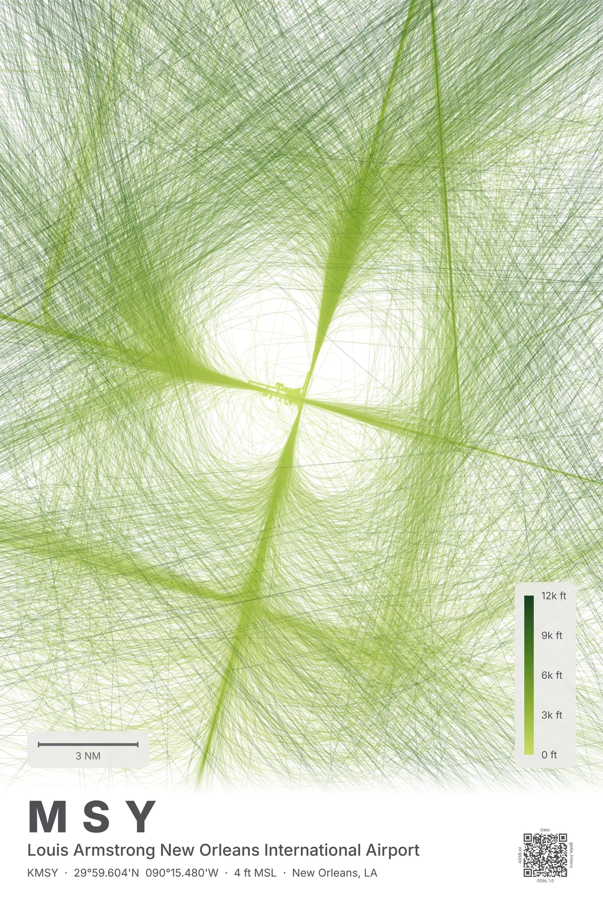 MSY flight path print — Citrus theme · Light