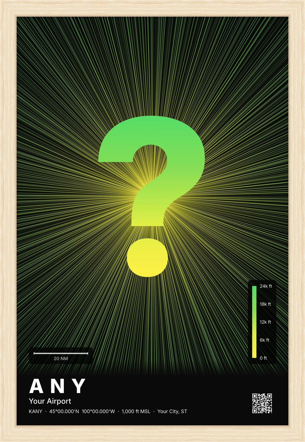 Custom airport print — Citrus theme · Dark [material:framed_natural]