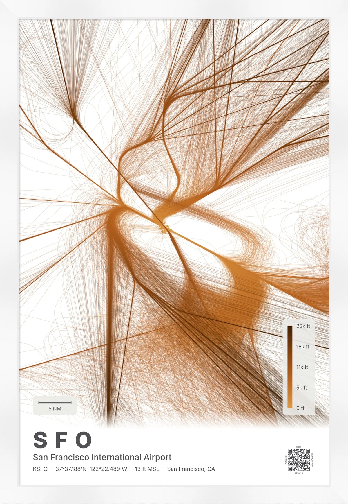 SFO flight path map — Solana theme · Light [material:framed_white]