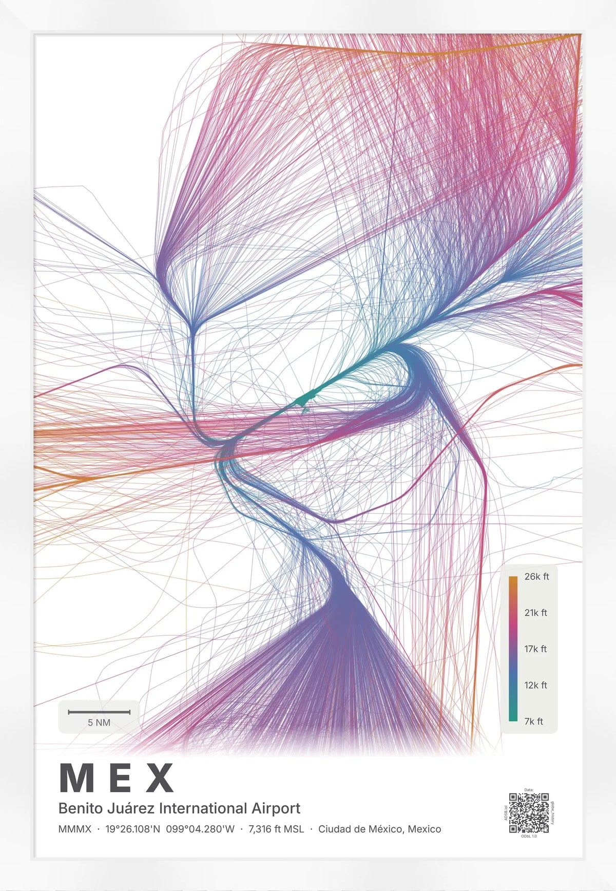 MEX flight path map — Aurora theme · Light [material:framed_white]