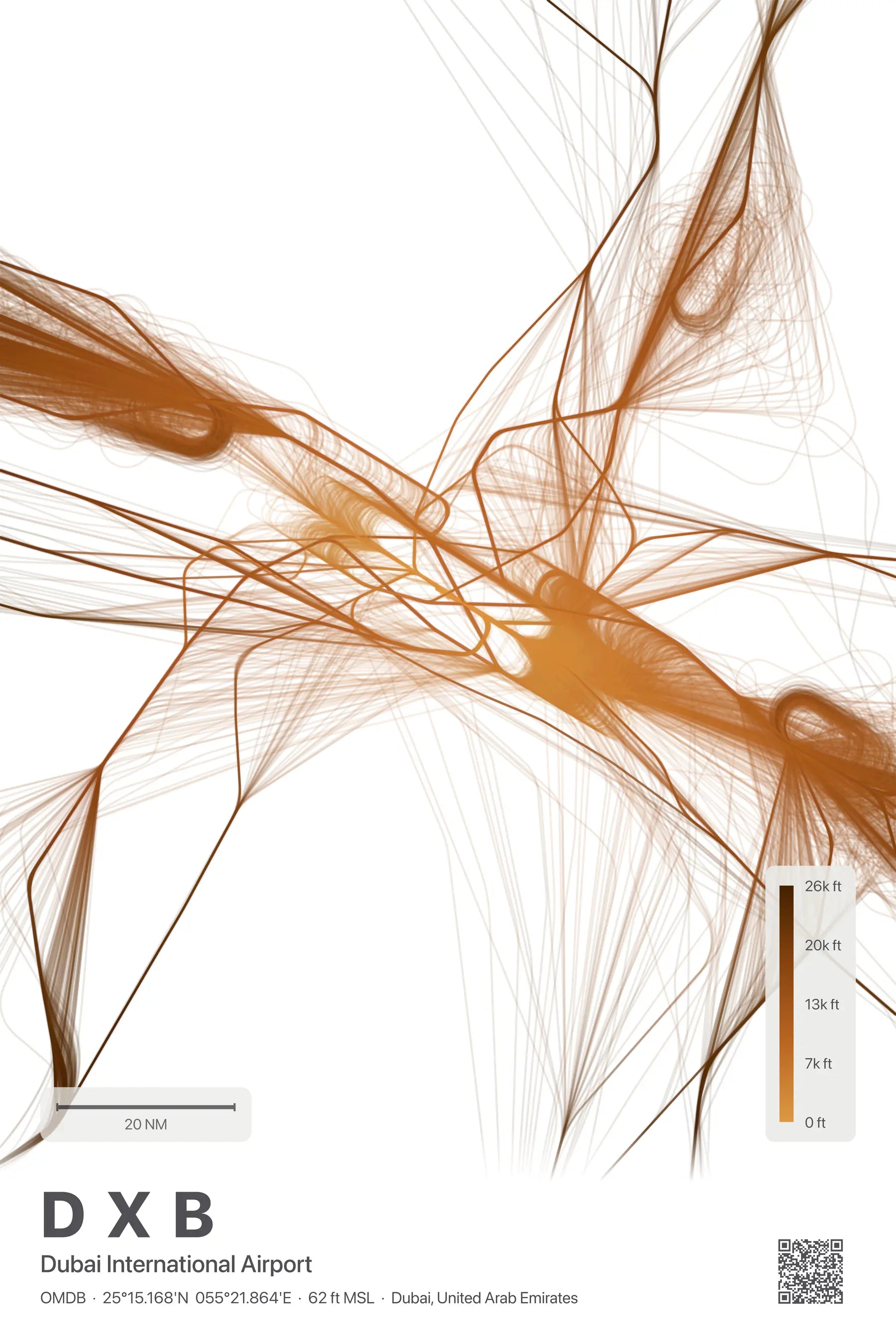 DXB flight path print — Solana theme · Light