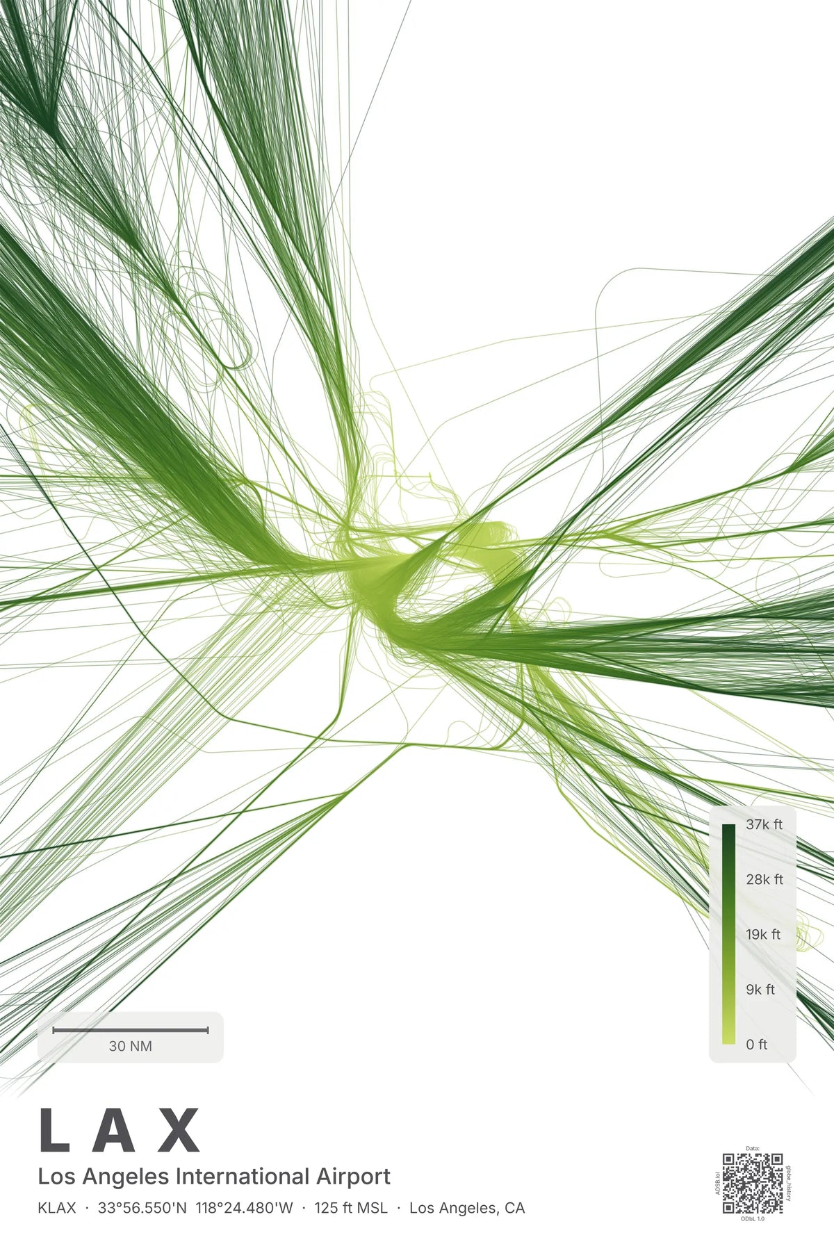 LAX flight path print — Citrus theme · Light