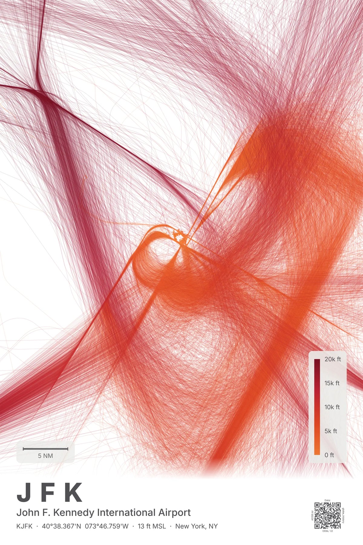 JFK flight path map — Inferno theme · Light