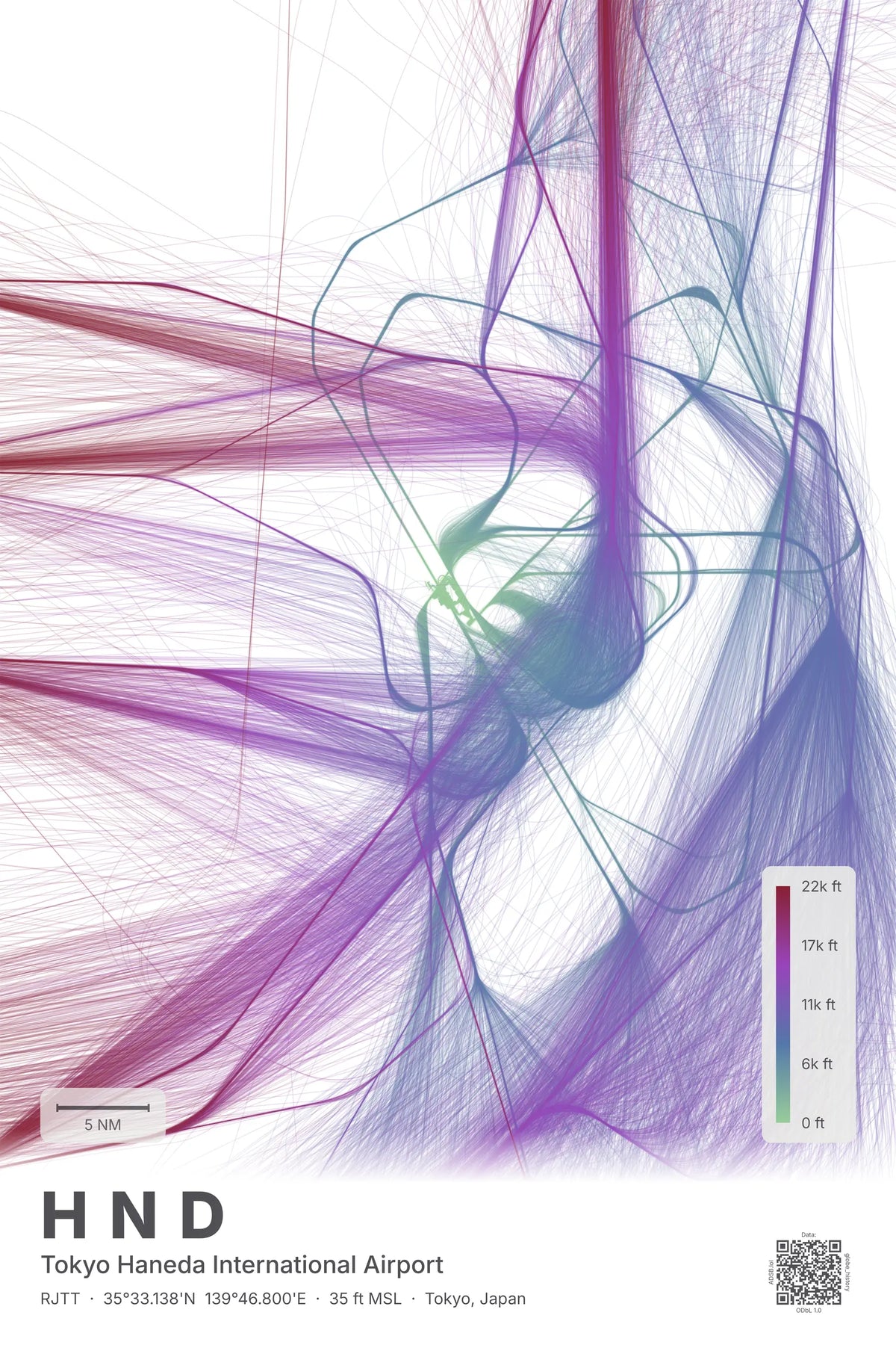 HND flight path map — Prism theme · Light
