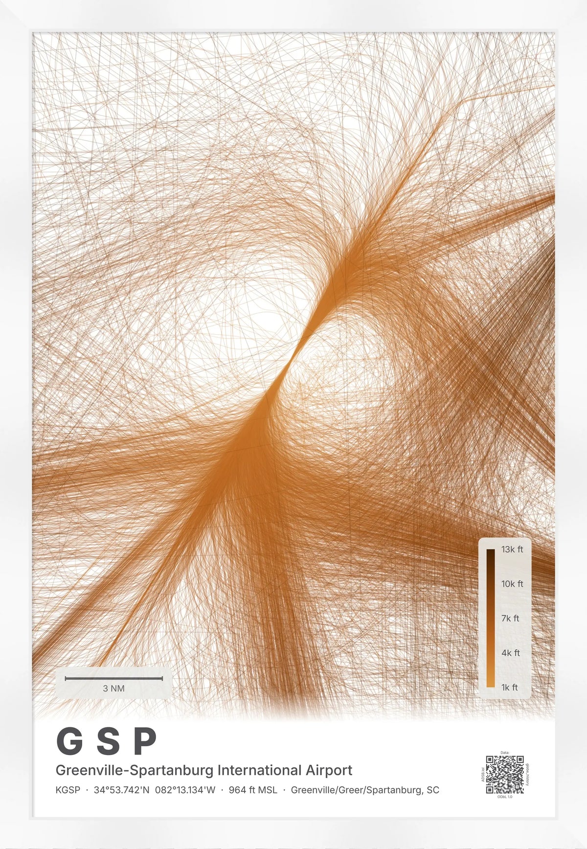 GSP flight path print — Solana theme · Light [material:framed_white]