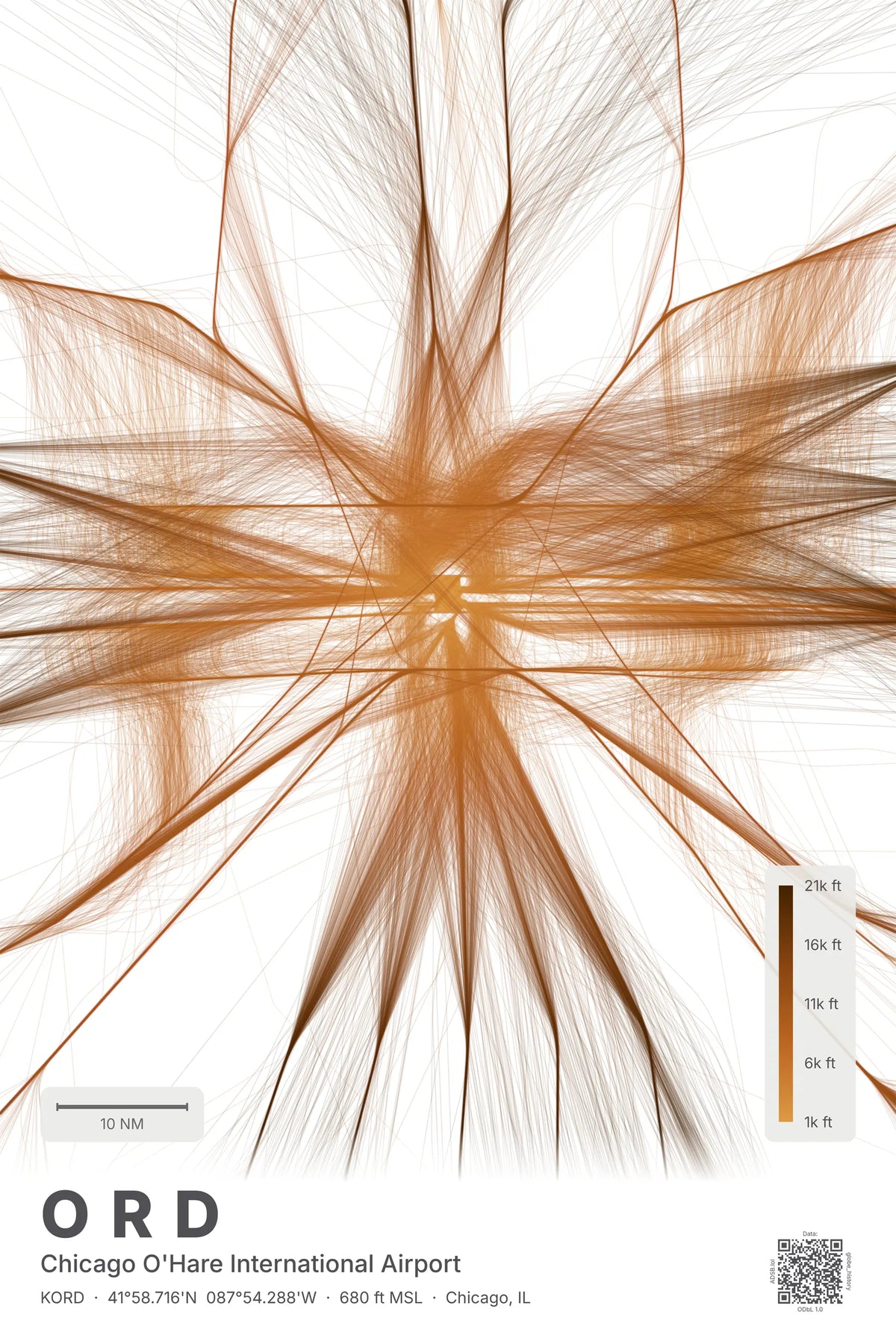 ORD flight path map — Solana theme · Light