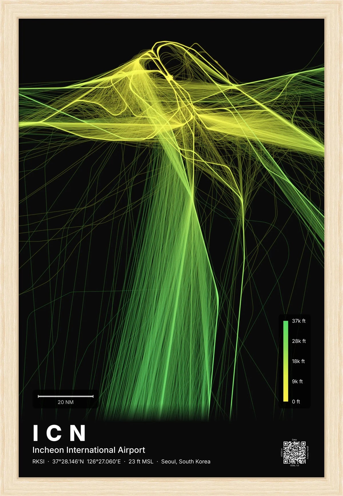 ICN flight path map — Citrus theme · Dark [material:framed_natural]