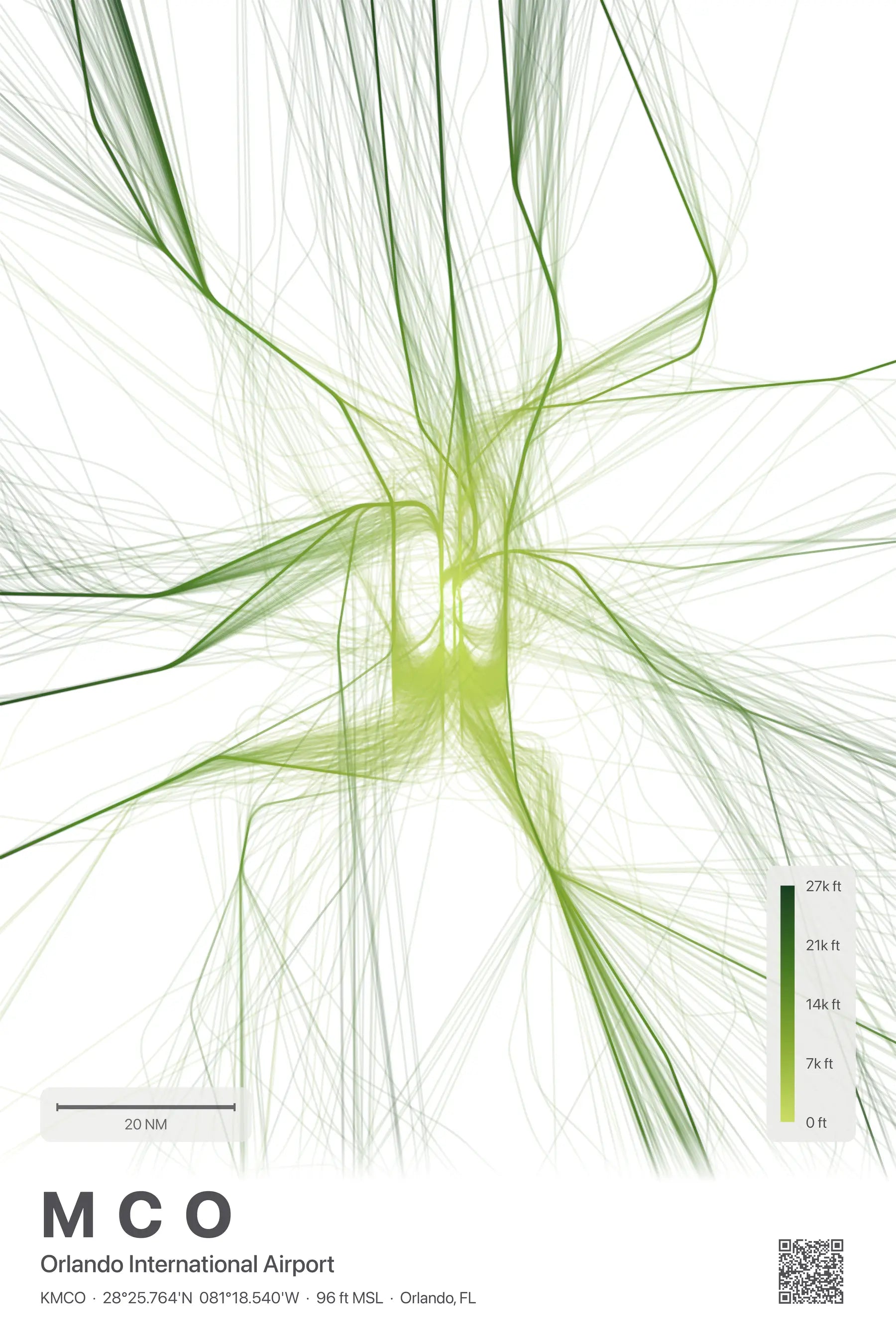 MCO flight path print — Citrus theme · Light