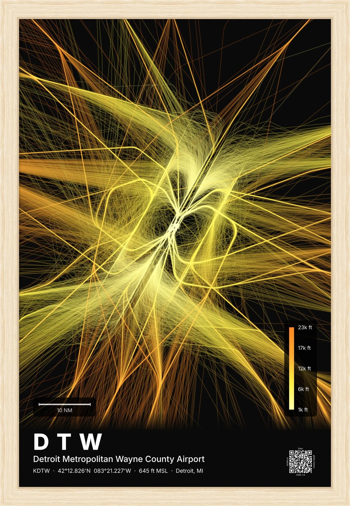 DTW flight path map — Solana theme · Dark [material:framed_natural]