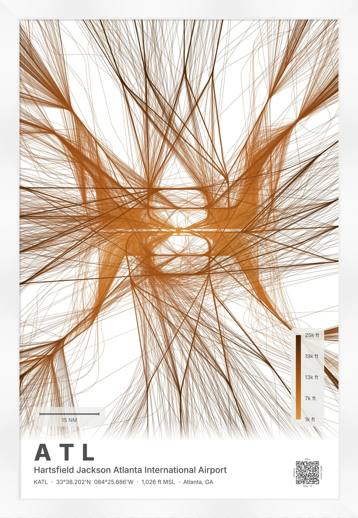 ATL flight path print — Solana theme · Light [material:framed_white]