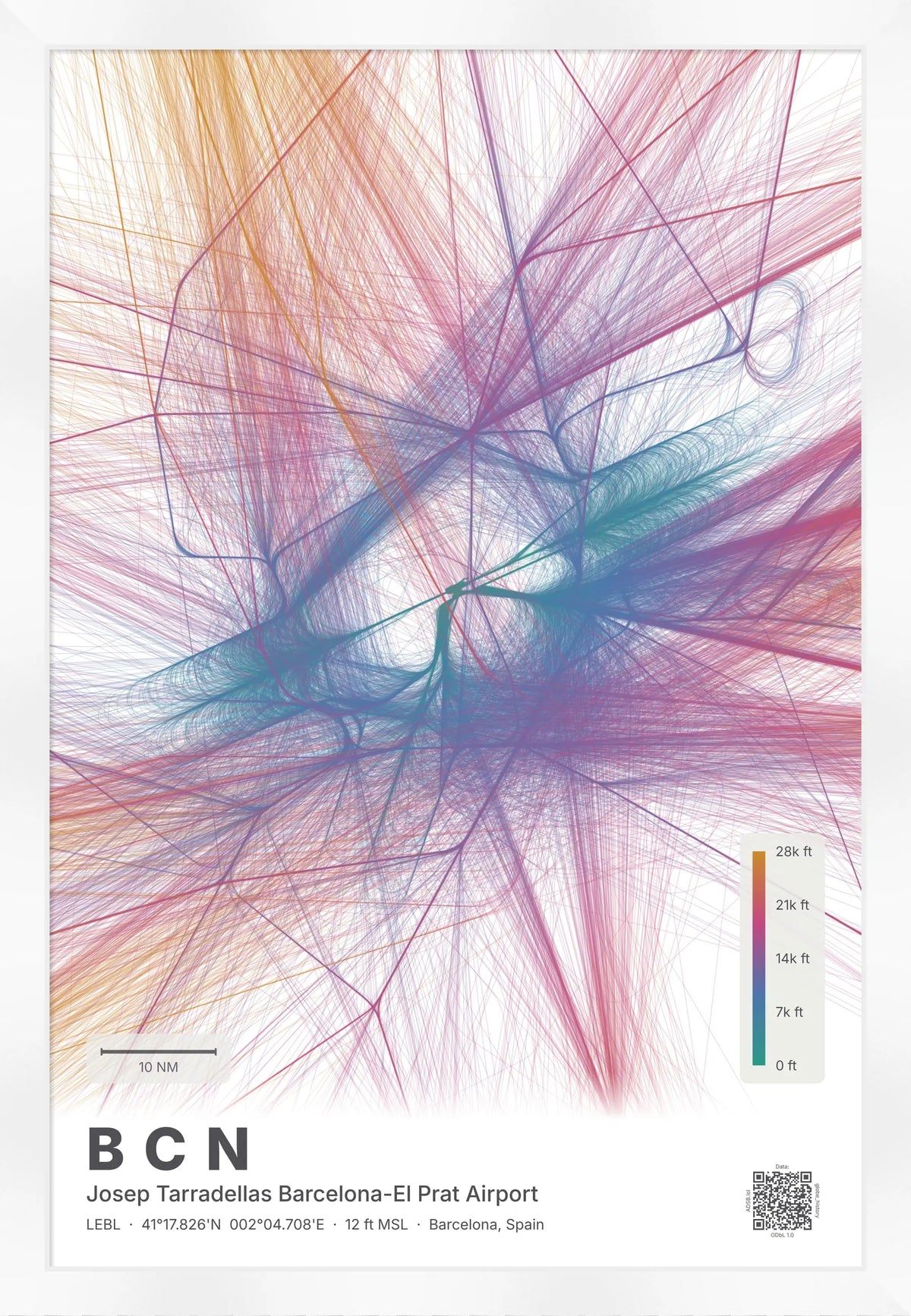 BCN flight path map — Aurora theme · Light [material:framed_white]