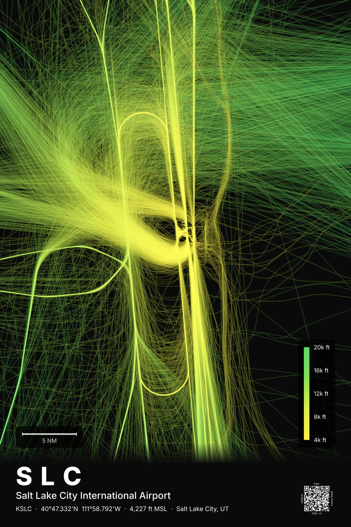 SLC flight path print — Citrus theme · Dark