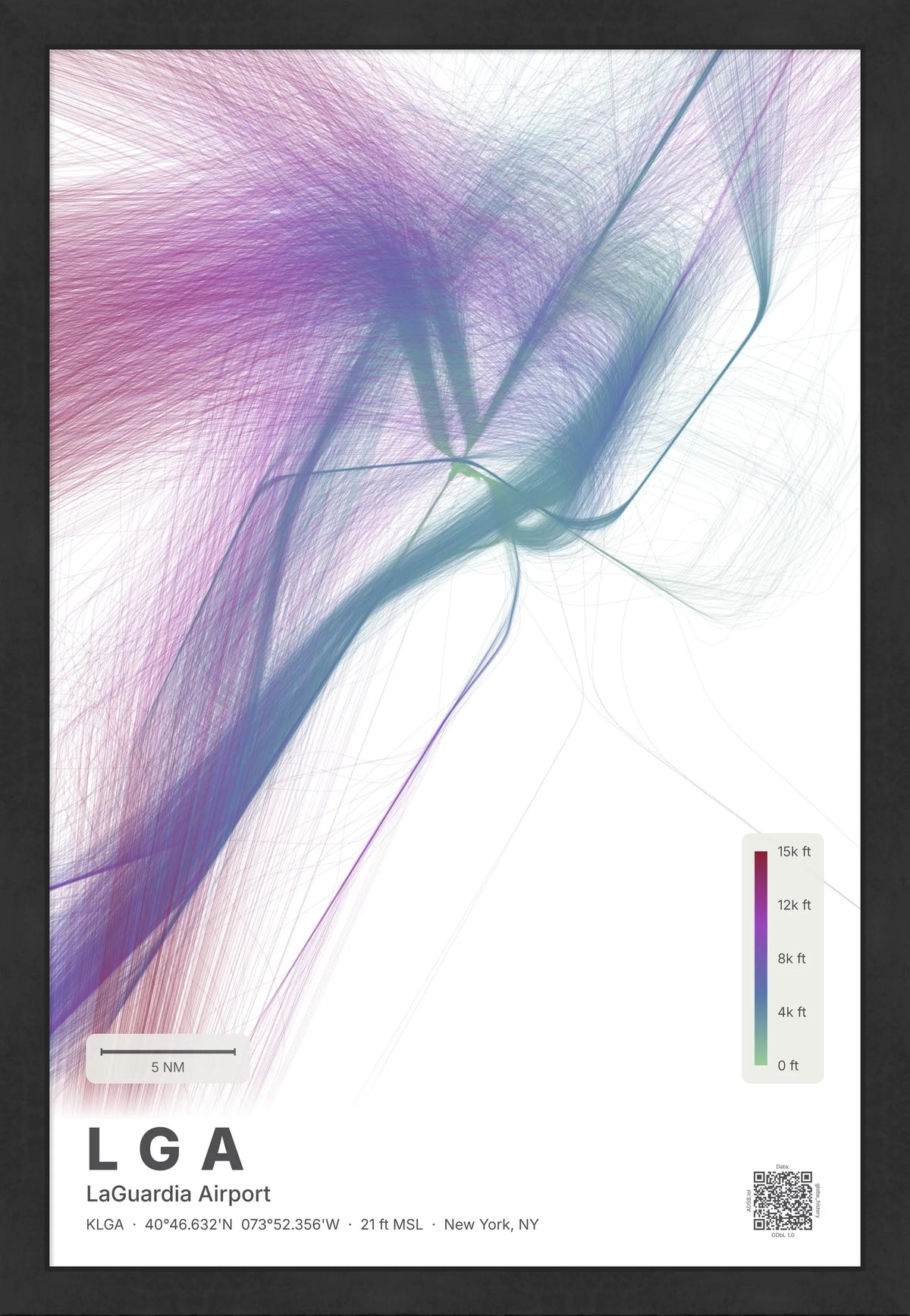 LGA flight path print — Prism theme · Light [material:framed_black]