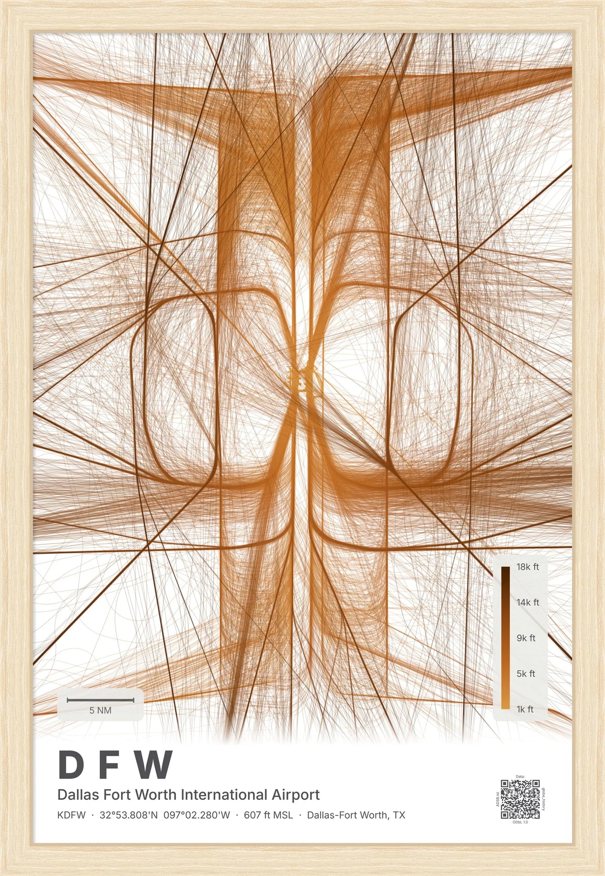 DFW flight path map — Solana theme · Light [material:framed_natural]