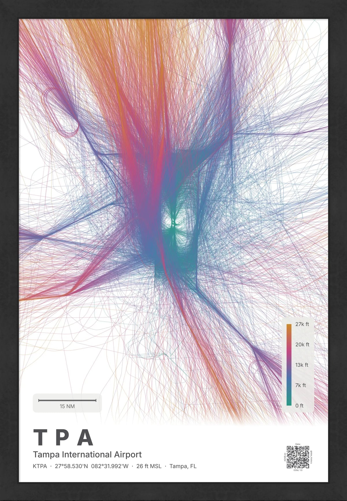 TPA flight path print — Aurora theme · Light [material:framed_black]