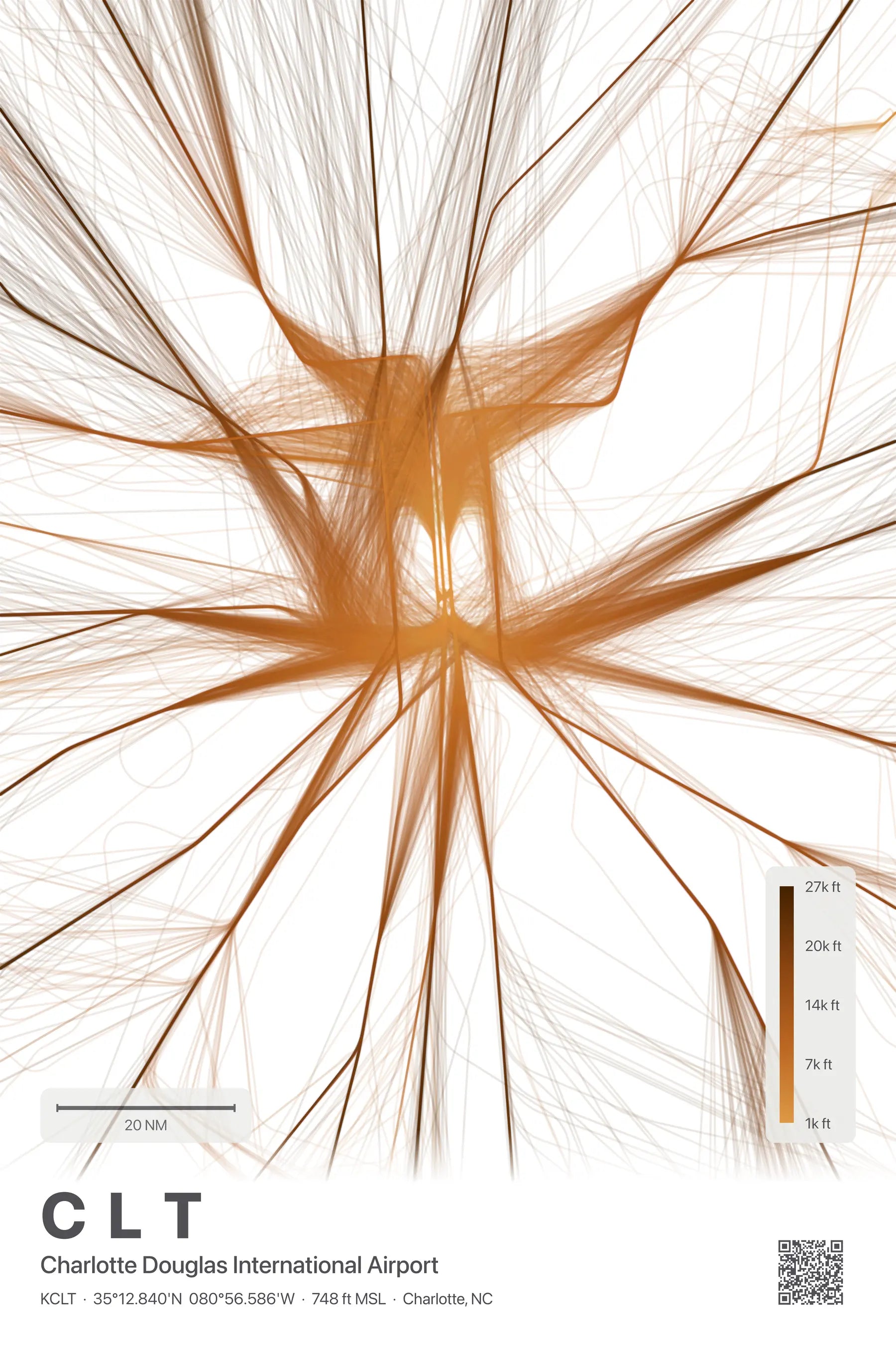 CLT flight path print — Solana theme · Light