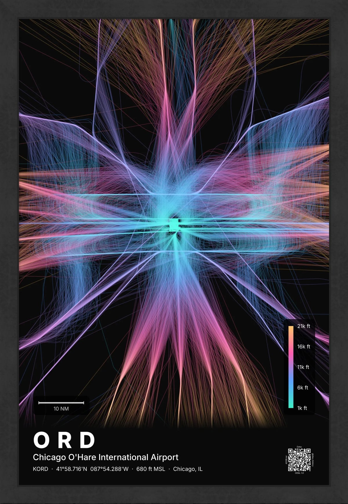 ORD flight path map — Aurora theme · Dark [material:framed_black]