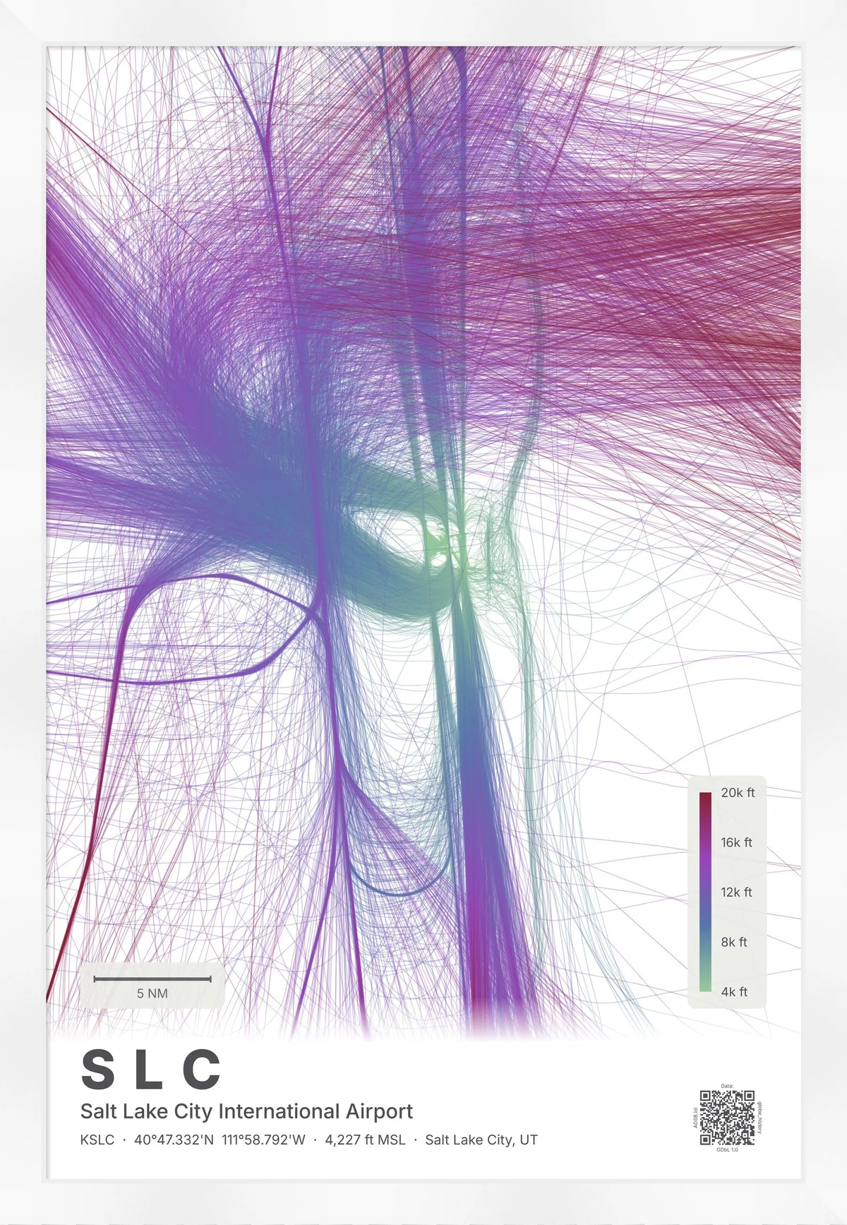 SLC flight path print — Prism theme · Light [material:framed_white]