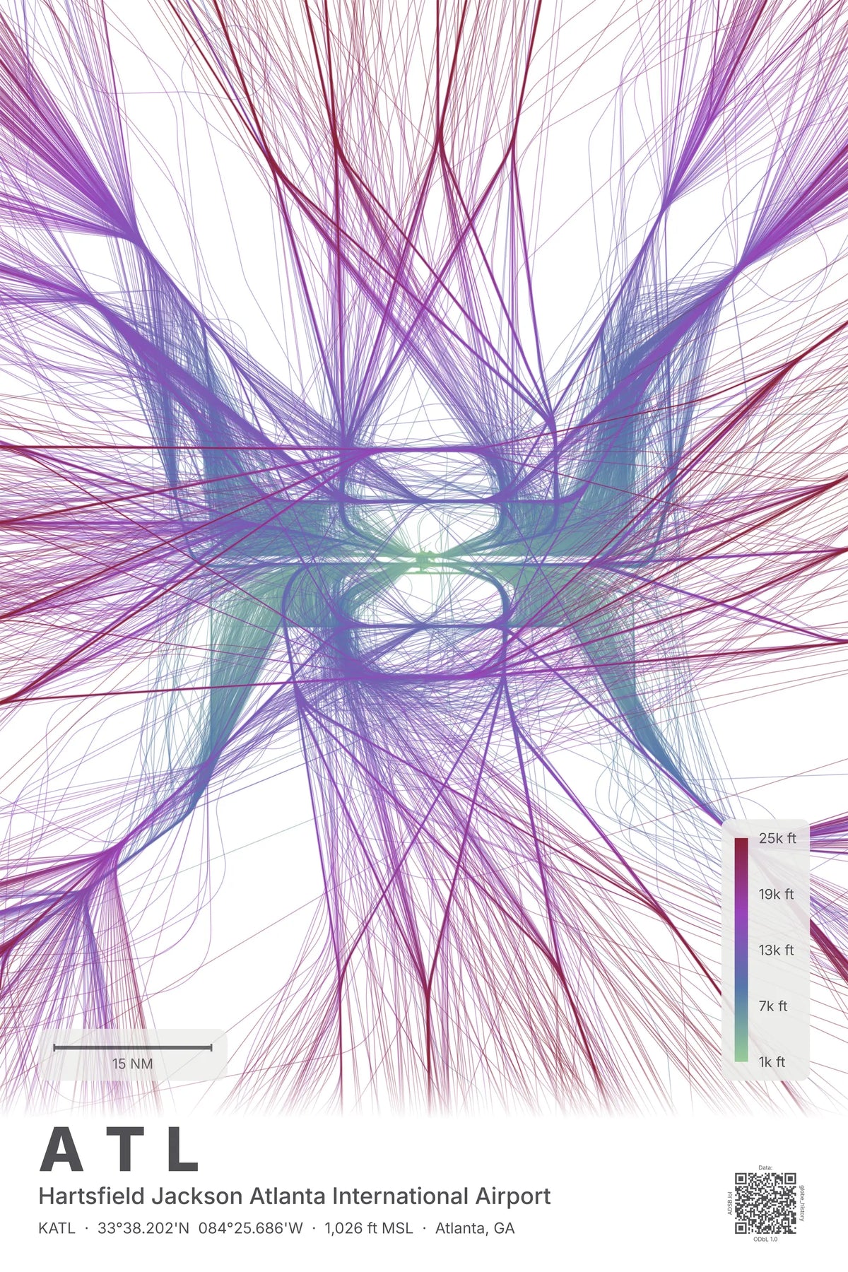 ATL flight path print — Prism theme · Light