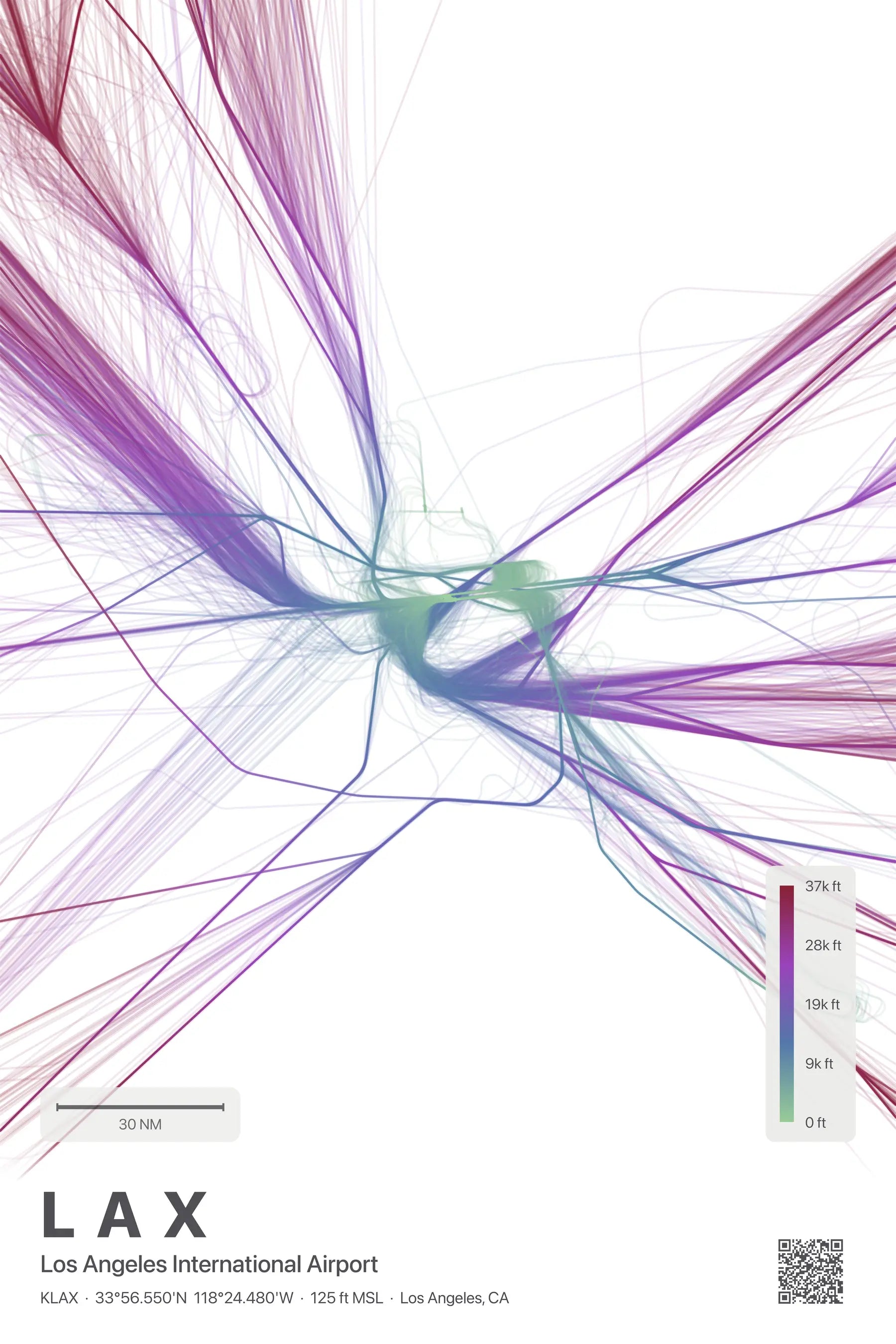 LAX flight path print — Prism theme · Light
