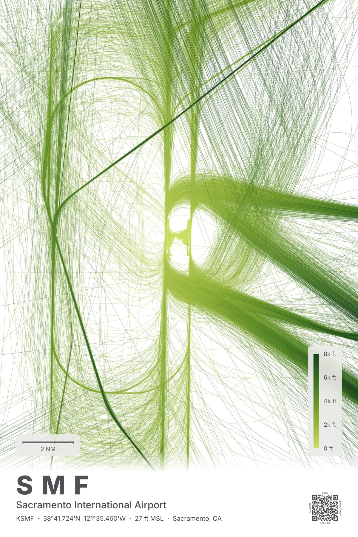 SMF flight path print — Citrus theme · Light
