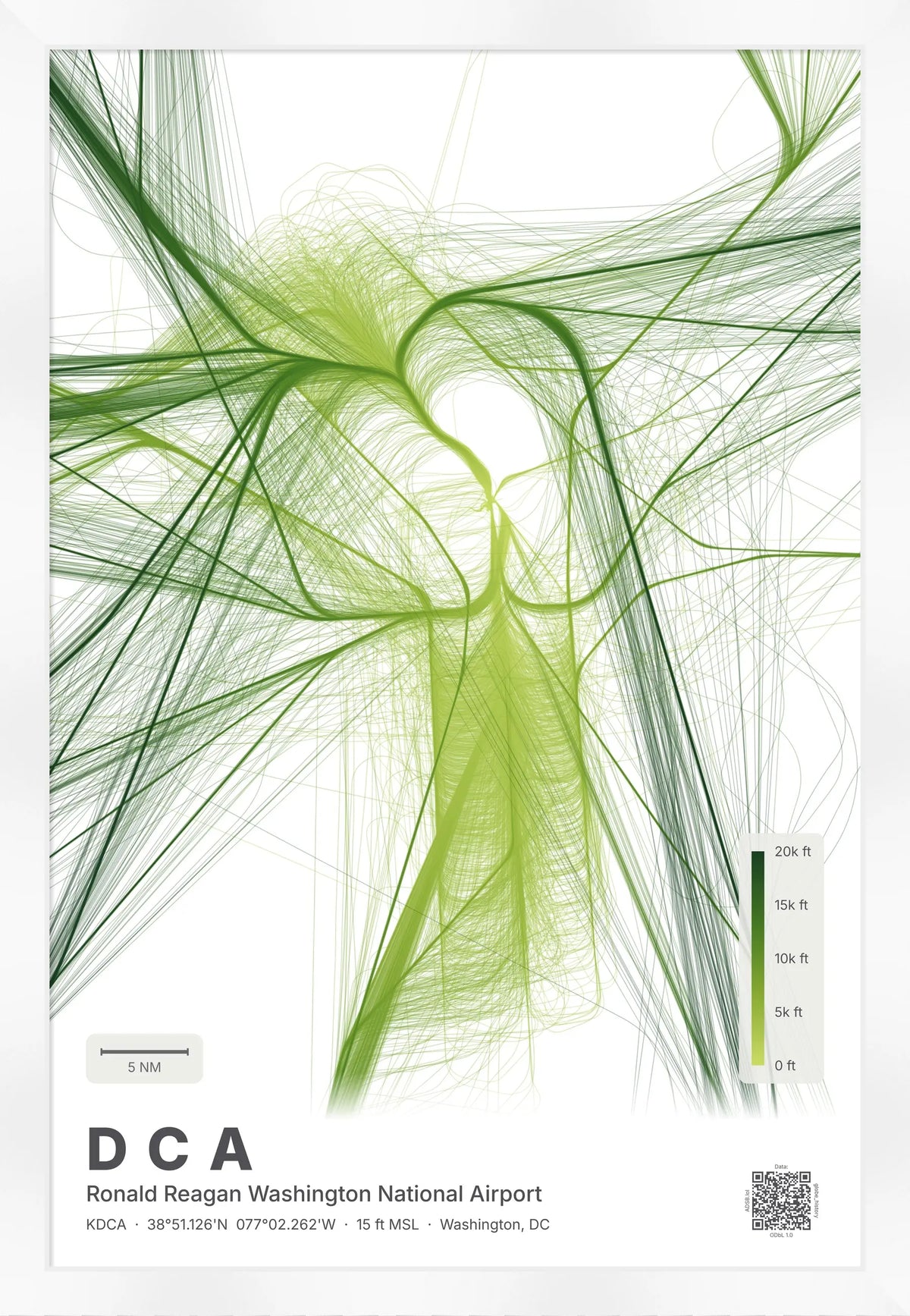 DCA flight path print — Citrus theme · Light [material:framed_white]