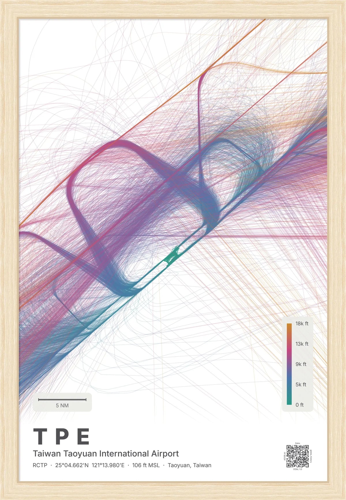 TPE flight path map — Aurora theme · Light [material:framed_natural]