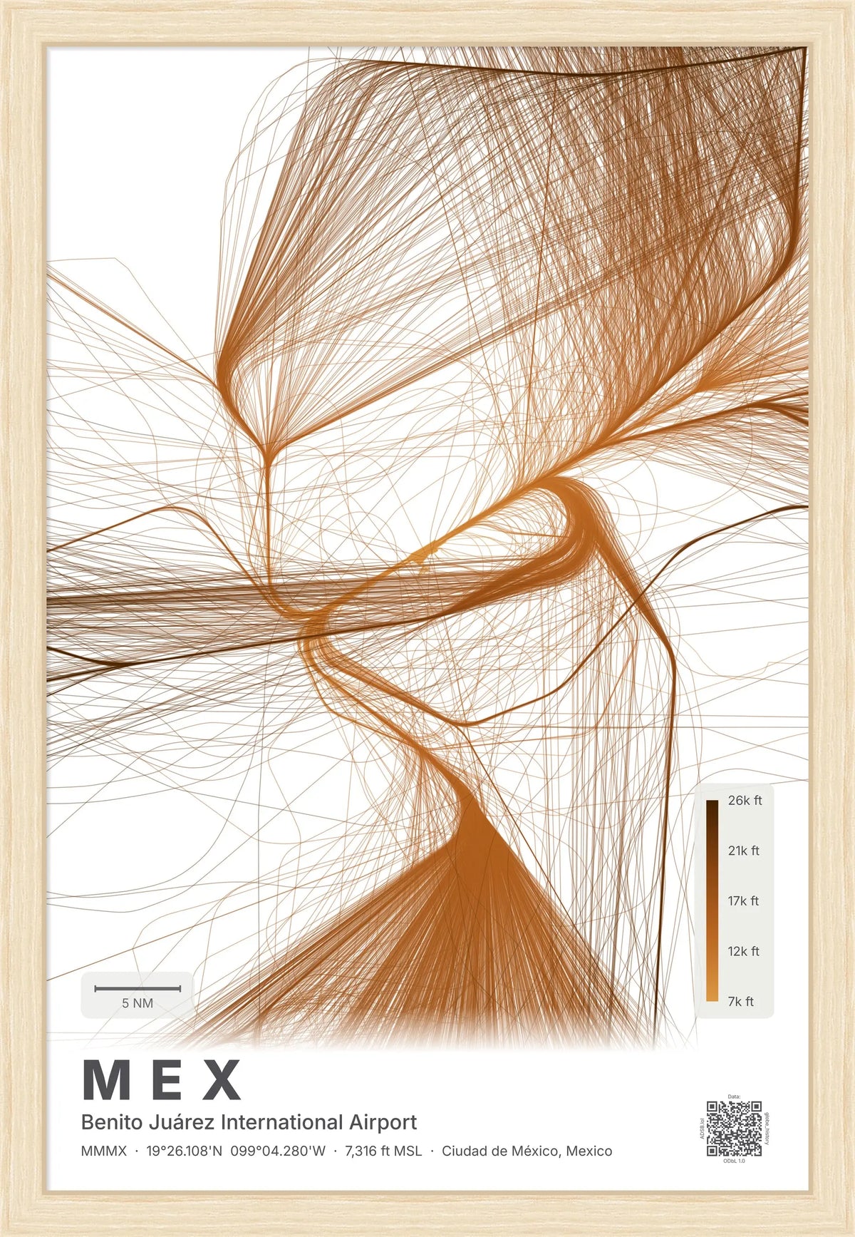 MEX flight path map — Solana theme · Light [material:framed_natural]