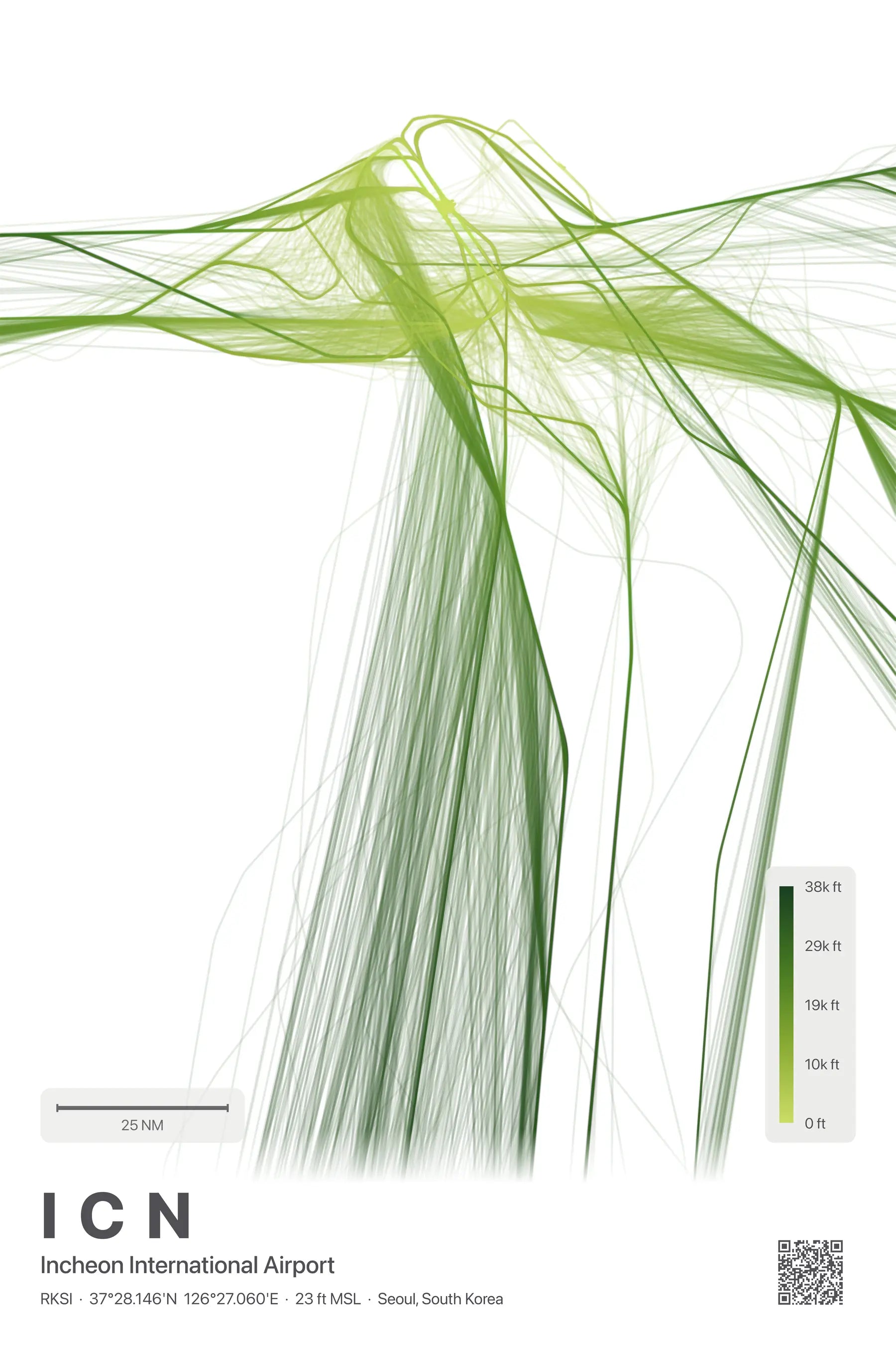 ICN flight path print — Citrus theme · Light