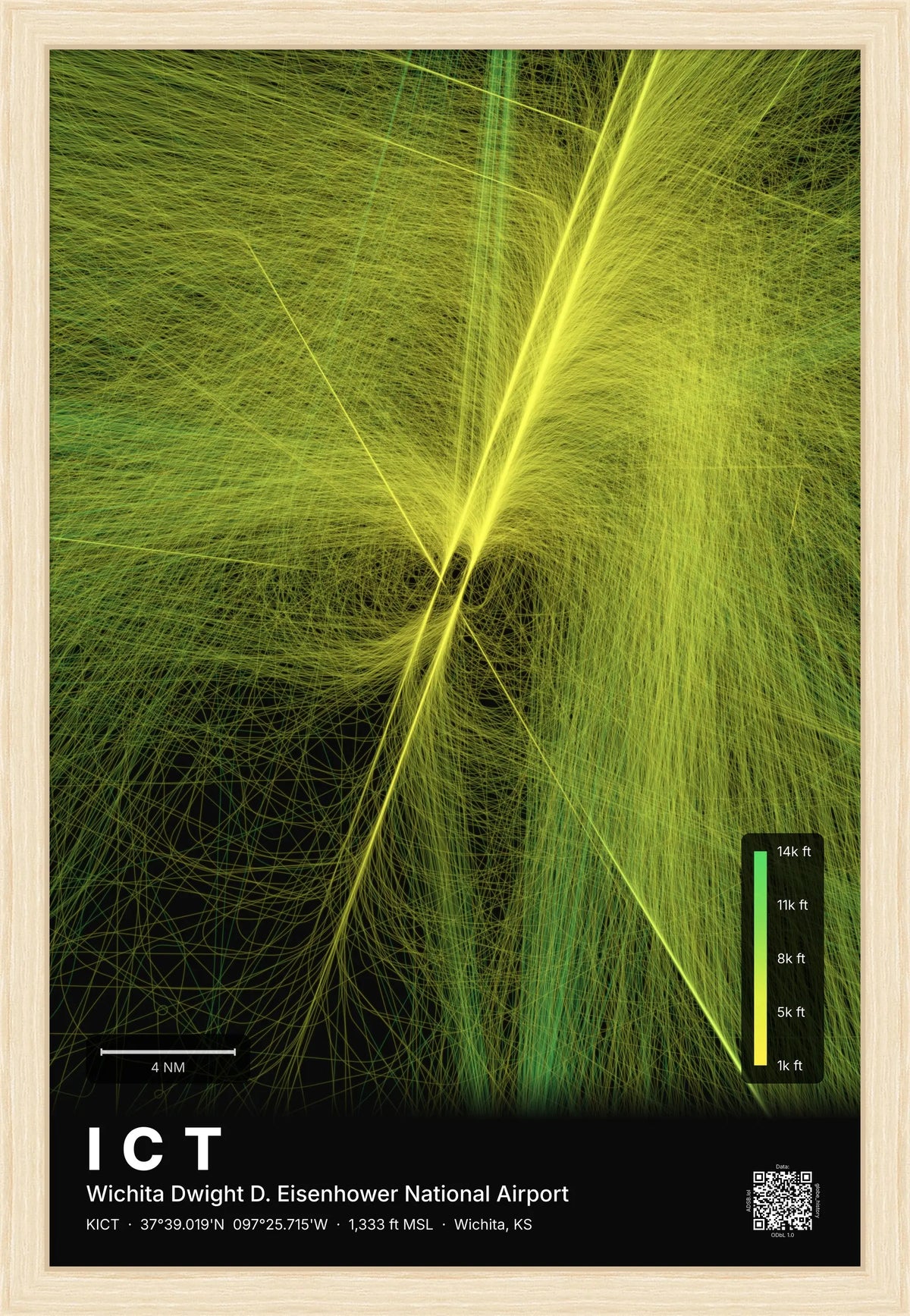 ICT flight path map — Citrus theme · Dark [material:framed_natural]