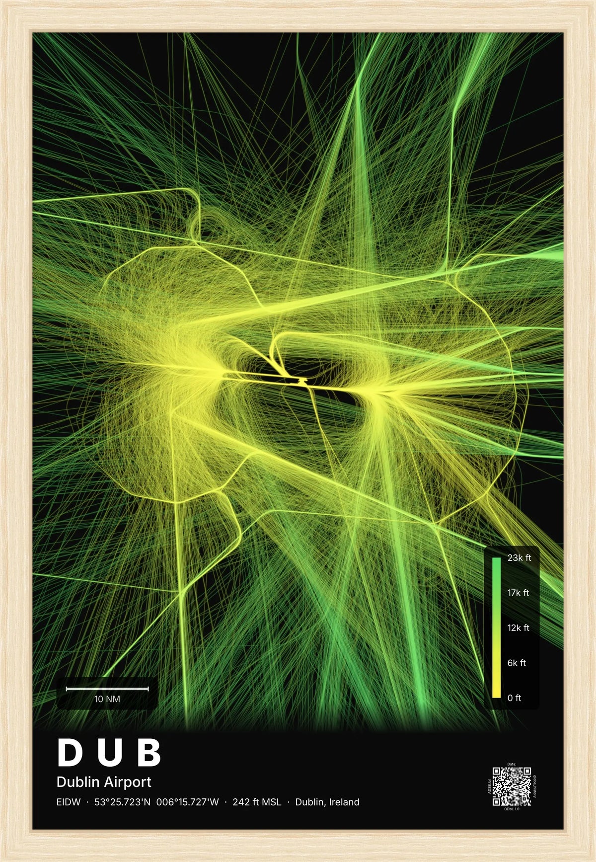 DUB flight path map — Citrus theme · Dark [material:framed_natural]