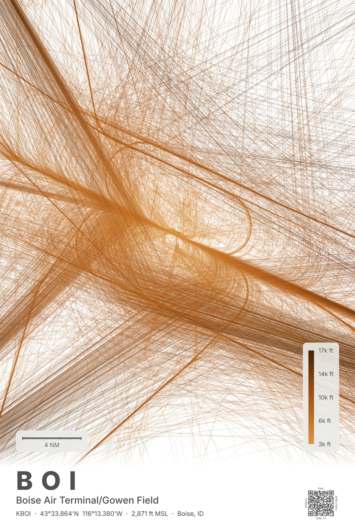 BOI flight path print — Solana theme · Light