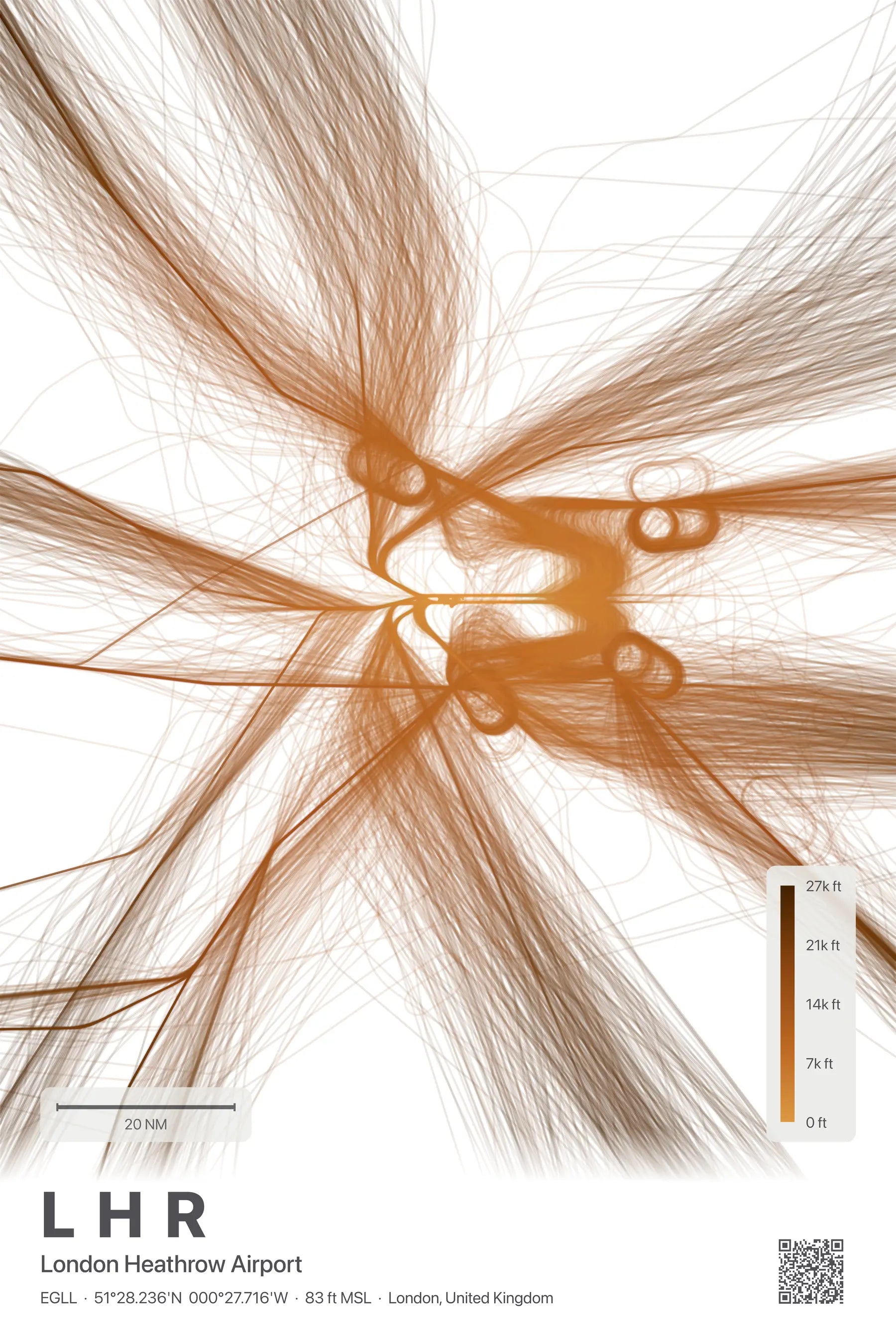 LHR flight path print — Solana theme · Light