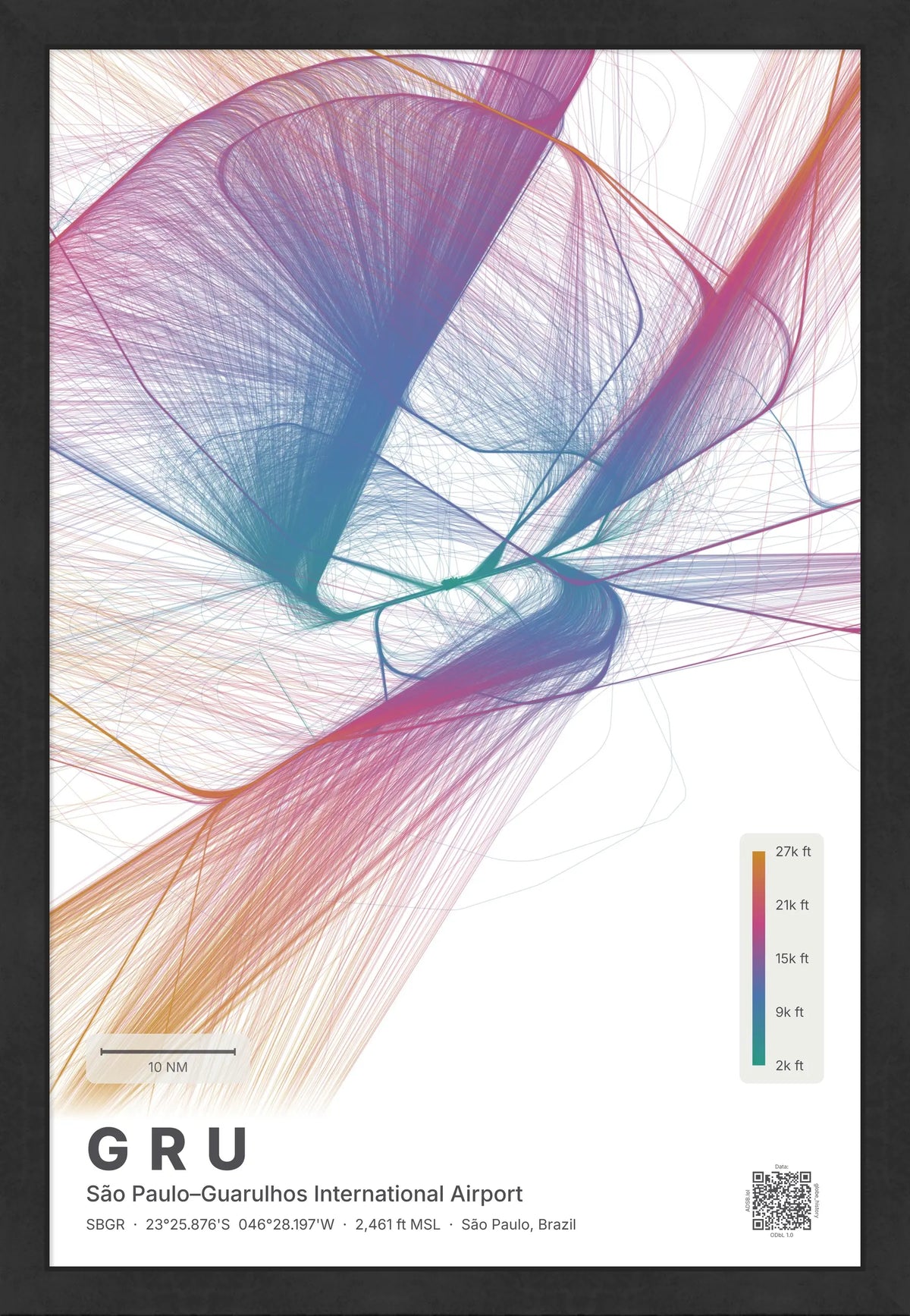 GRU flight path map — Aurora theme · Light [material:framed_black]