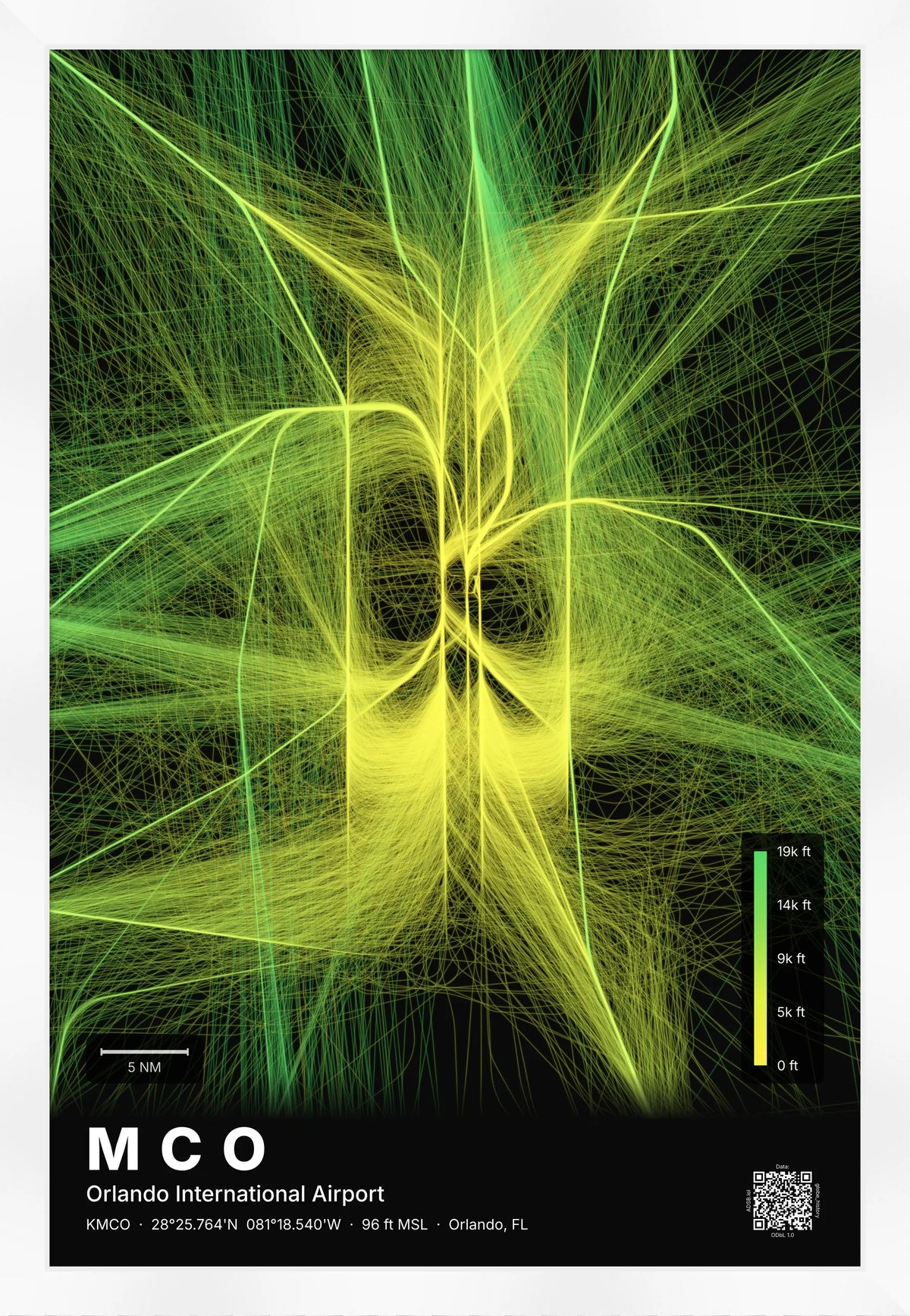 MCO flight path map — Citrus theme · Dark [material:framed_white]