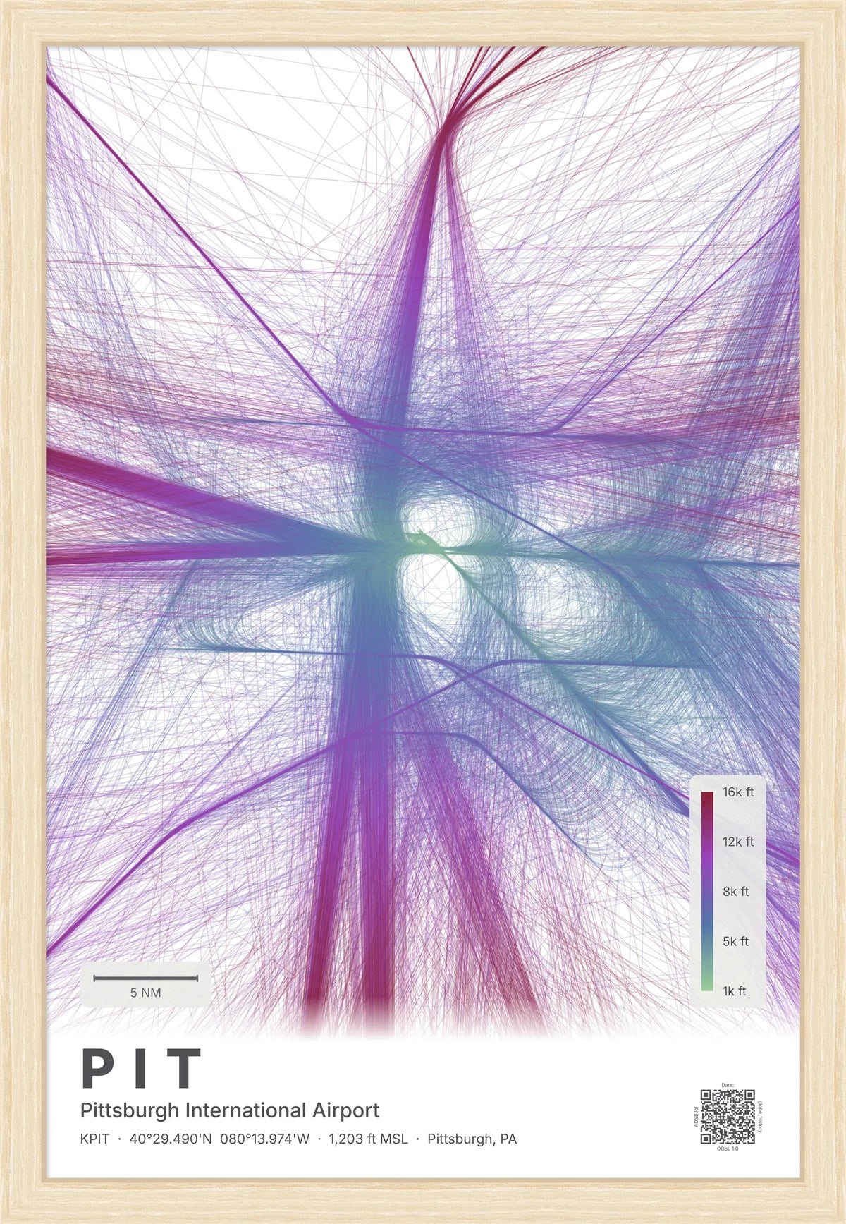 PIT flight path print — Prism theme · Light [material:framed_natural]