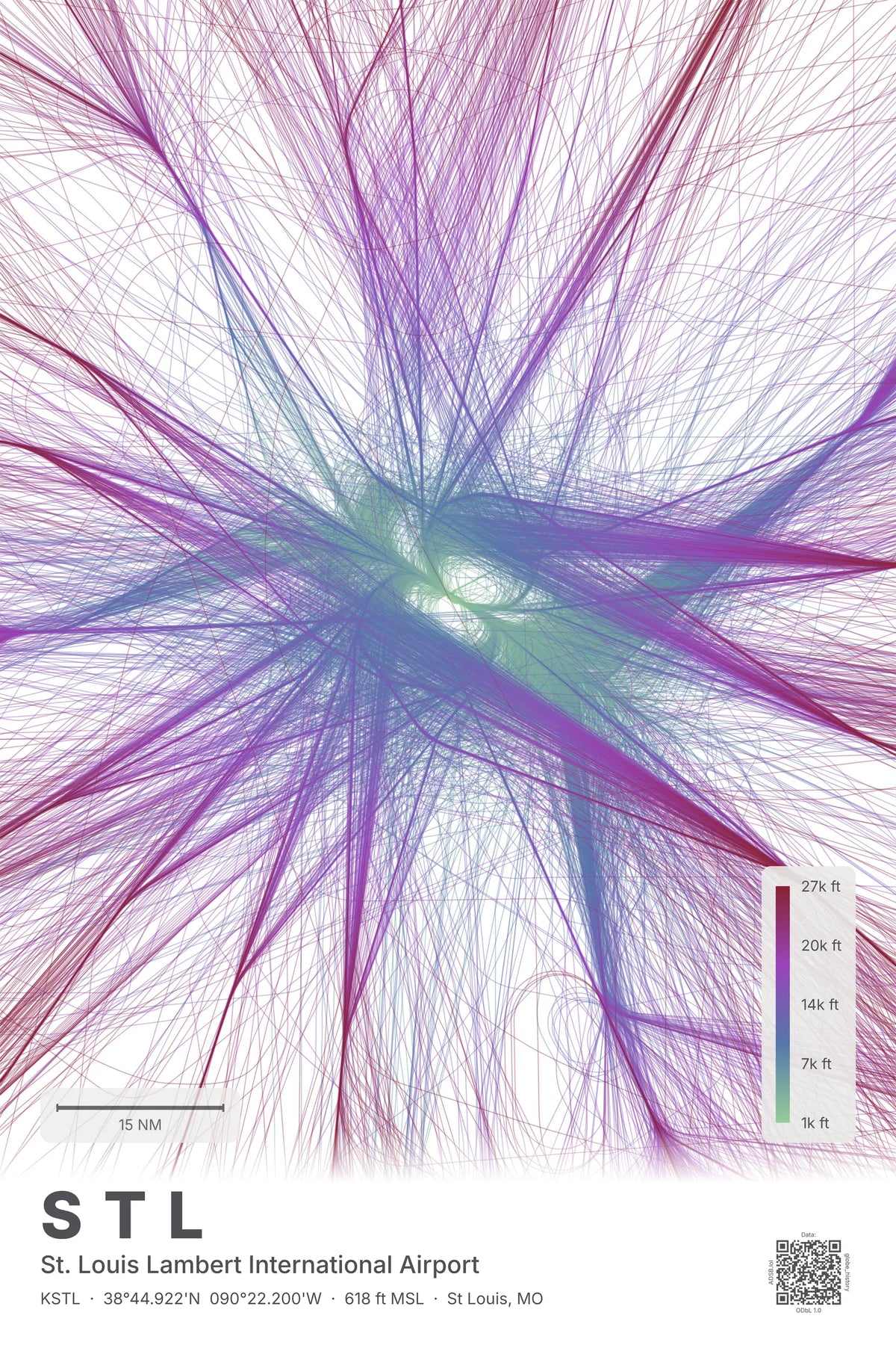 STL flight path print — Prism theme · Light