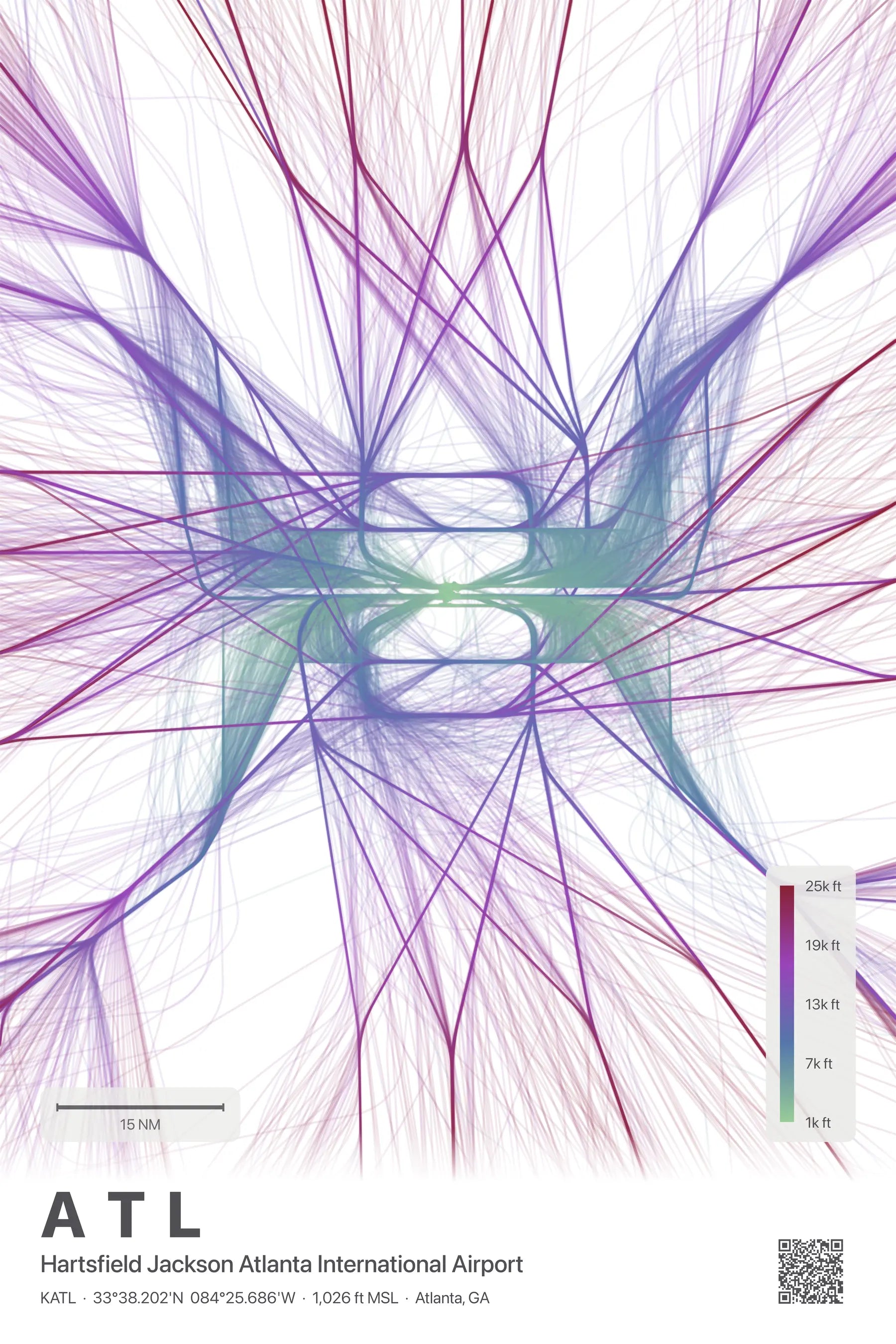 ATL flight path print — Prism theme · Light