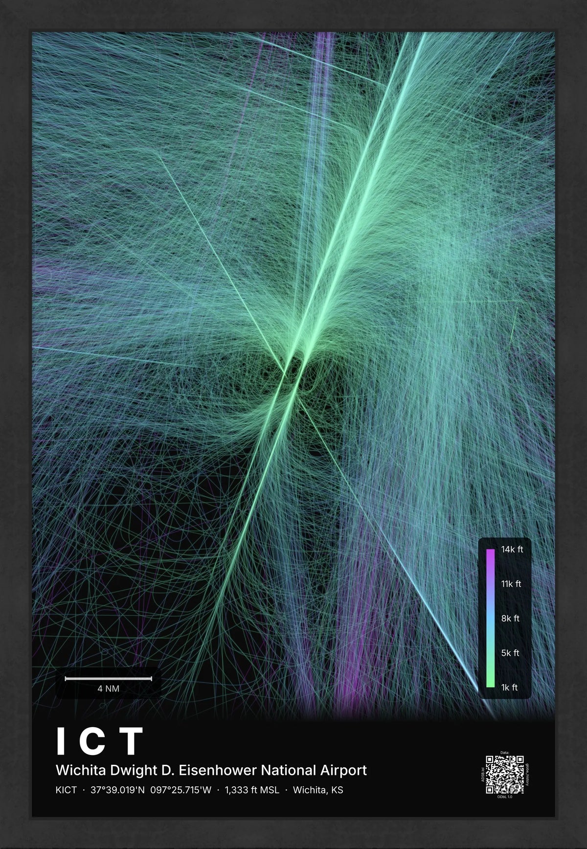 ICT flight path map — Prism theme · Dark [material:framed_black]
