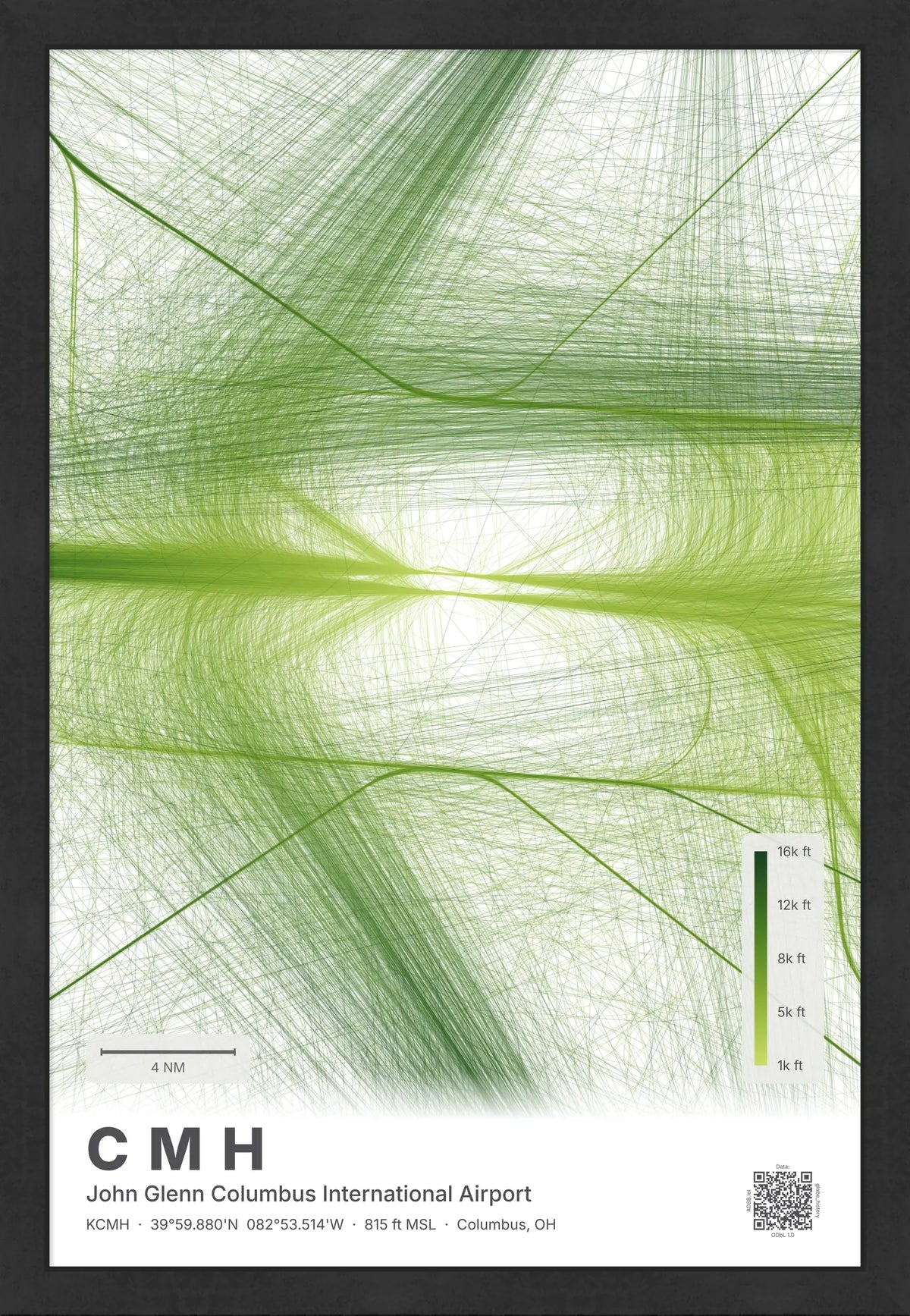 CMH flight path print — Citrus theme · Light [material:framed_black]