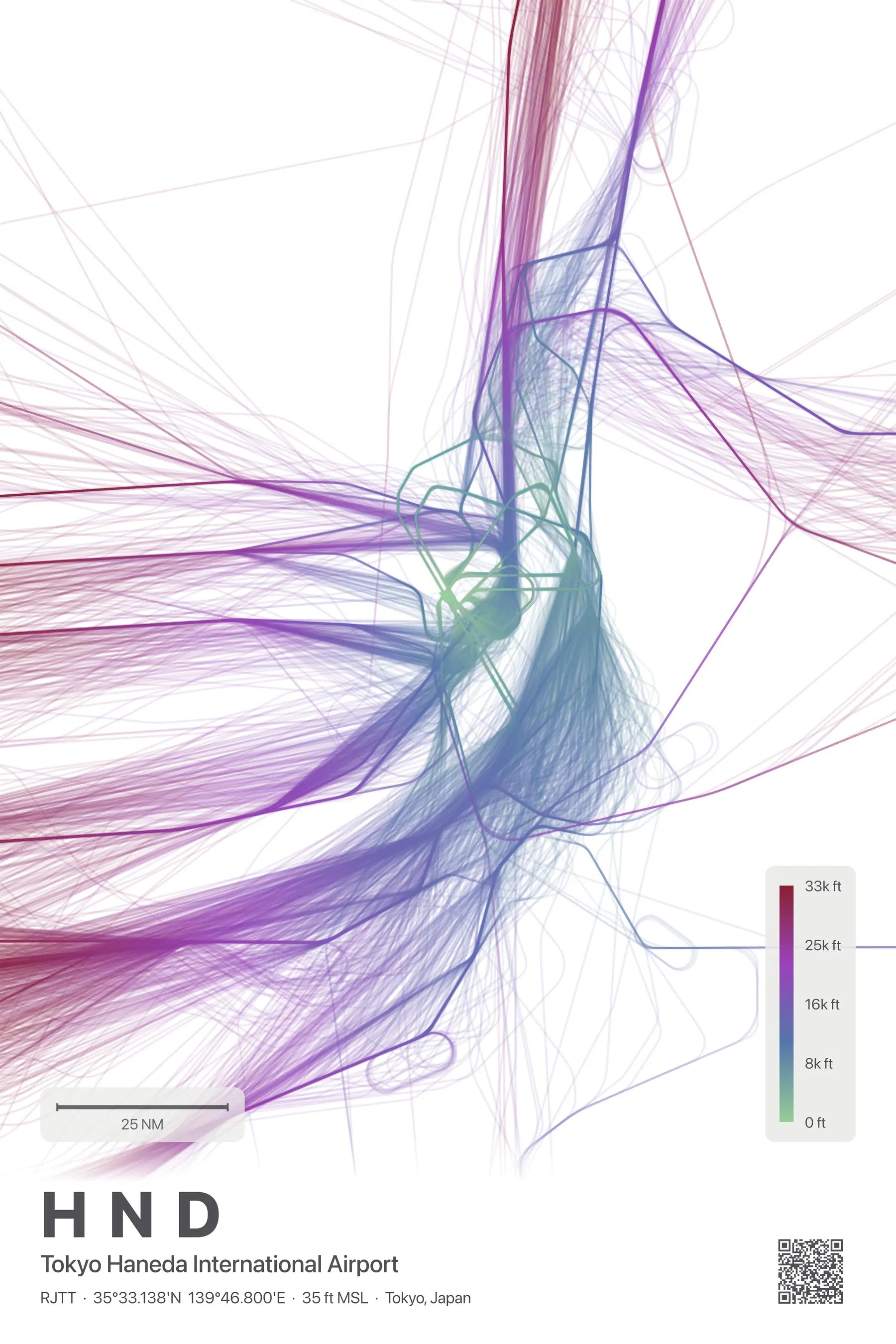 HND flight path print — Prism theme · Light