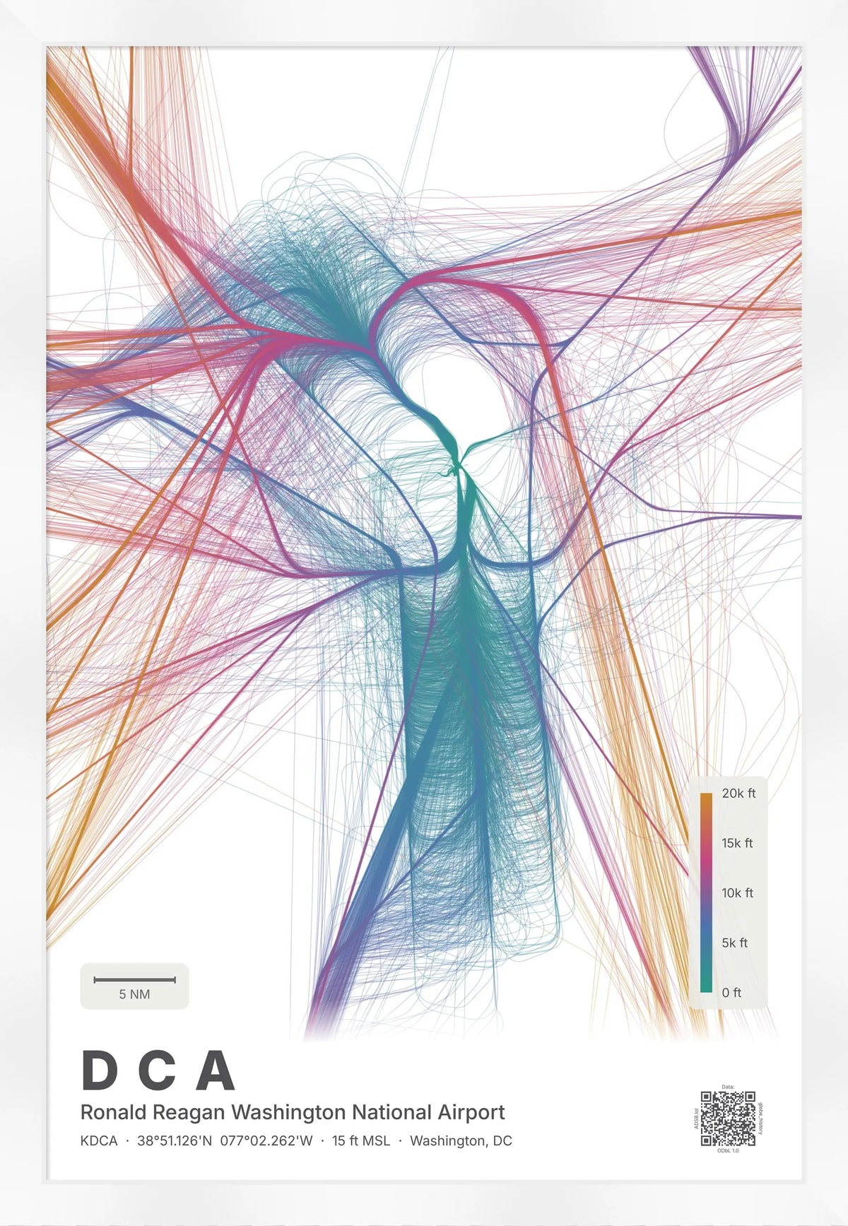 DCA flight path print — Aurora theme · Light [material:framed_white]