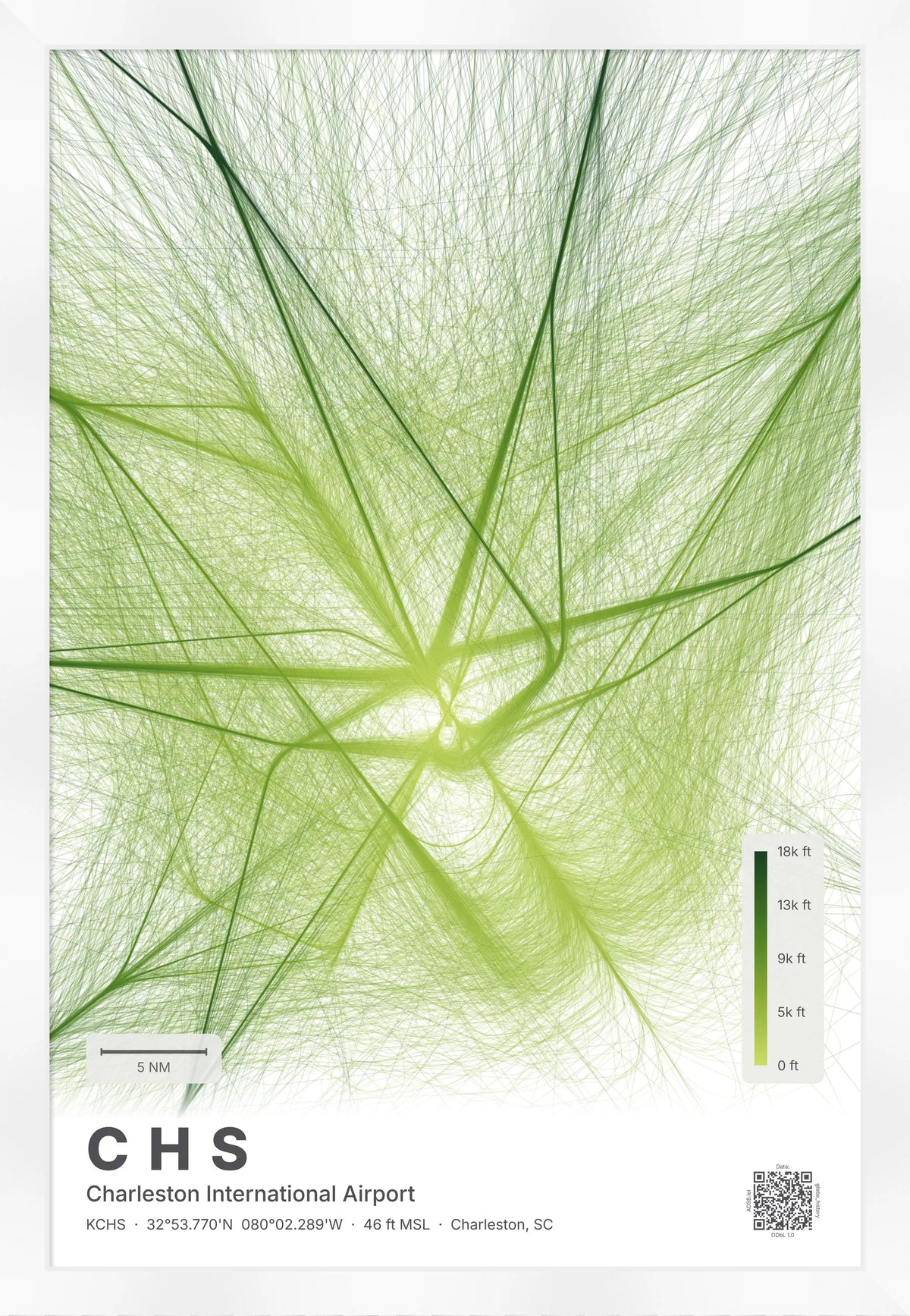 CHS flight path print — Citrus theme · Light [material:framed_white]