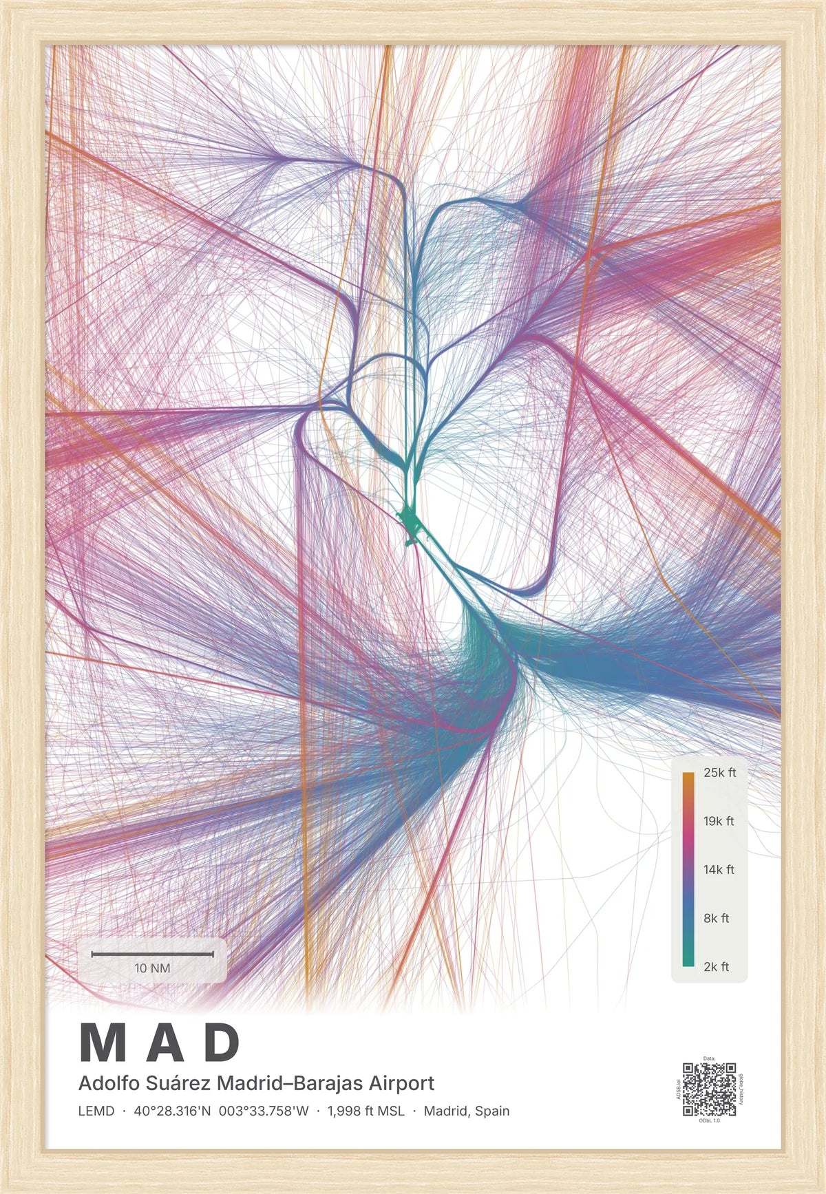 MAD flight path map — Aurora theme · Light [material:framed_natural]