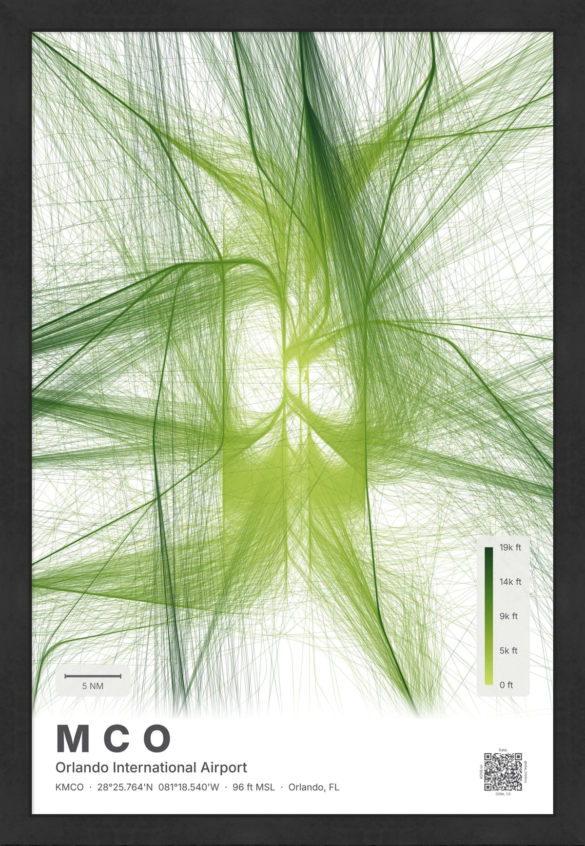 MCO flight path map — Citrus theme · Light [material:framed_black]