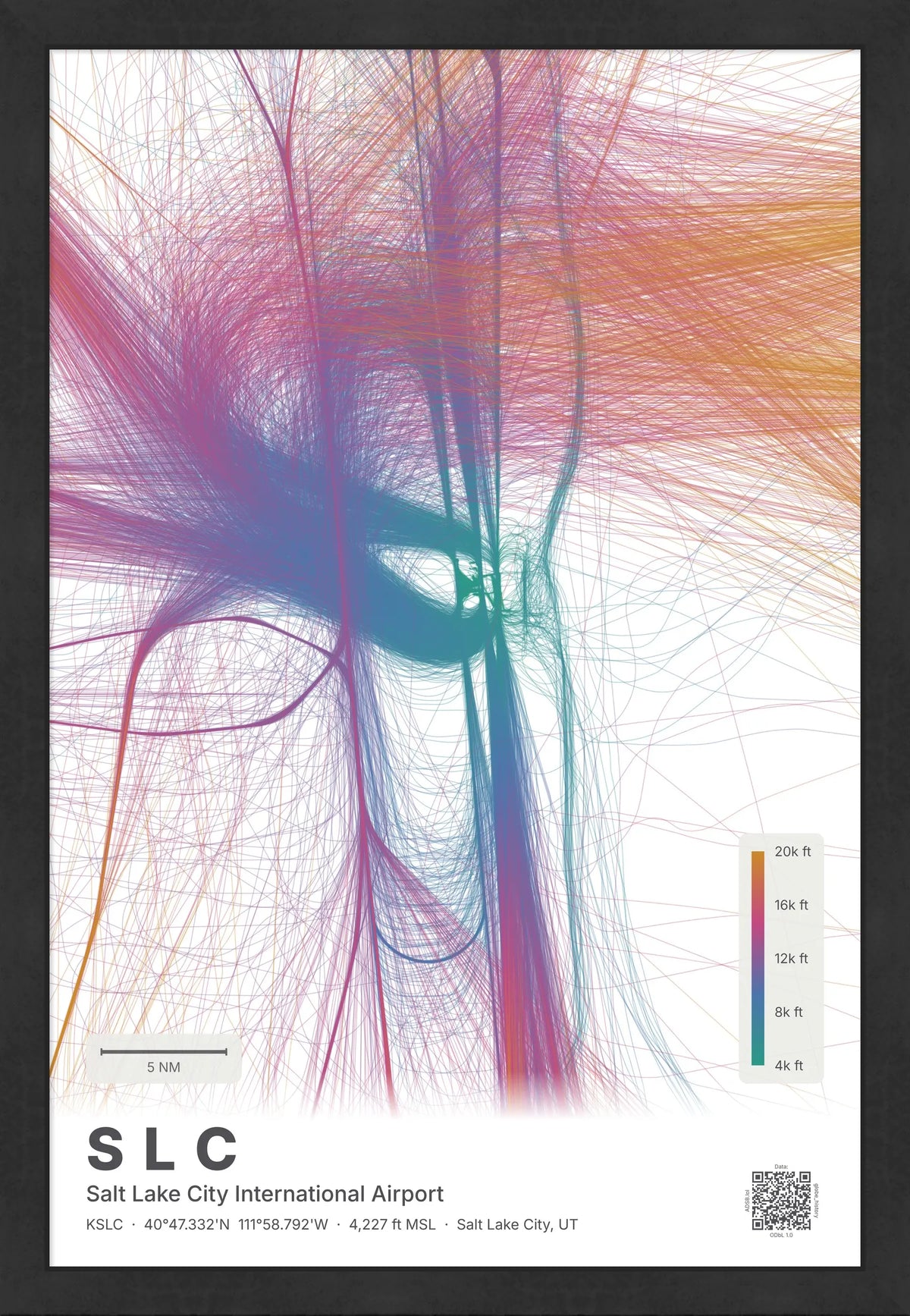SLC flight path print — Aurora theme · Light [material:framed_black]