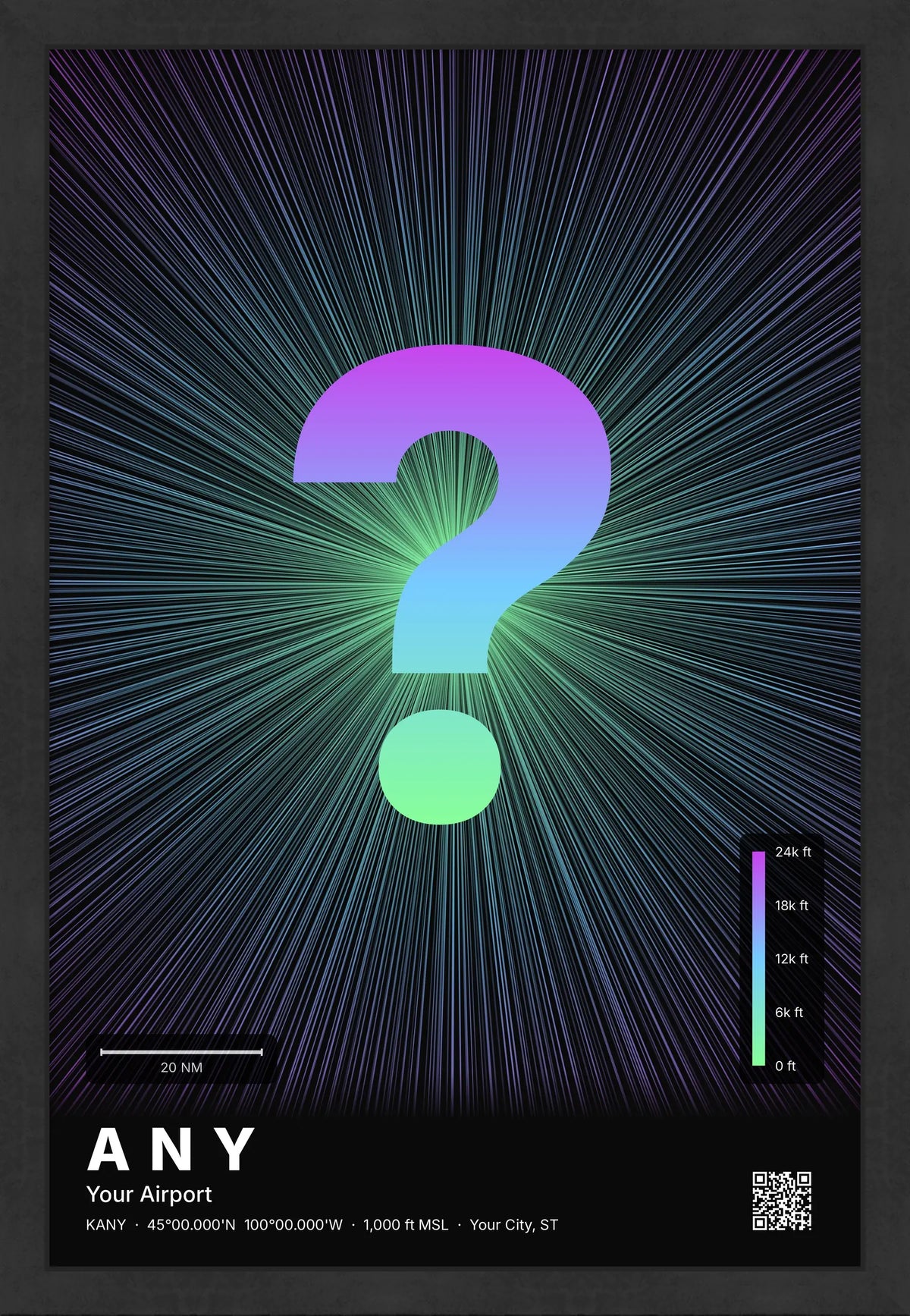 Custom airport print — Prism theme · Dark [material:framed_black]