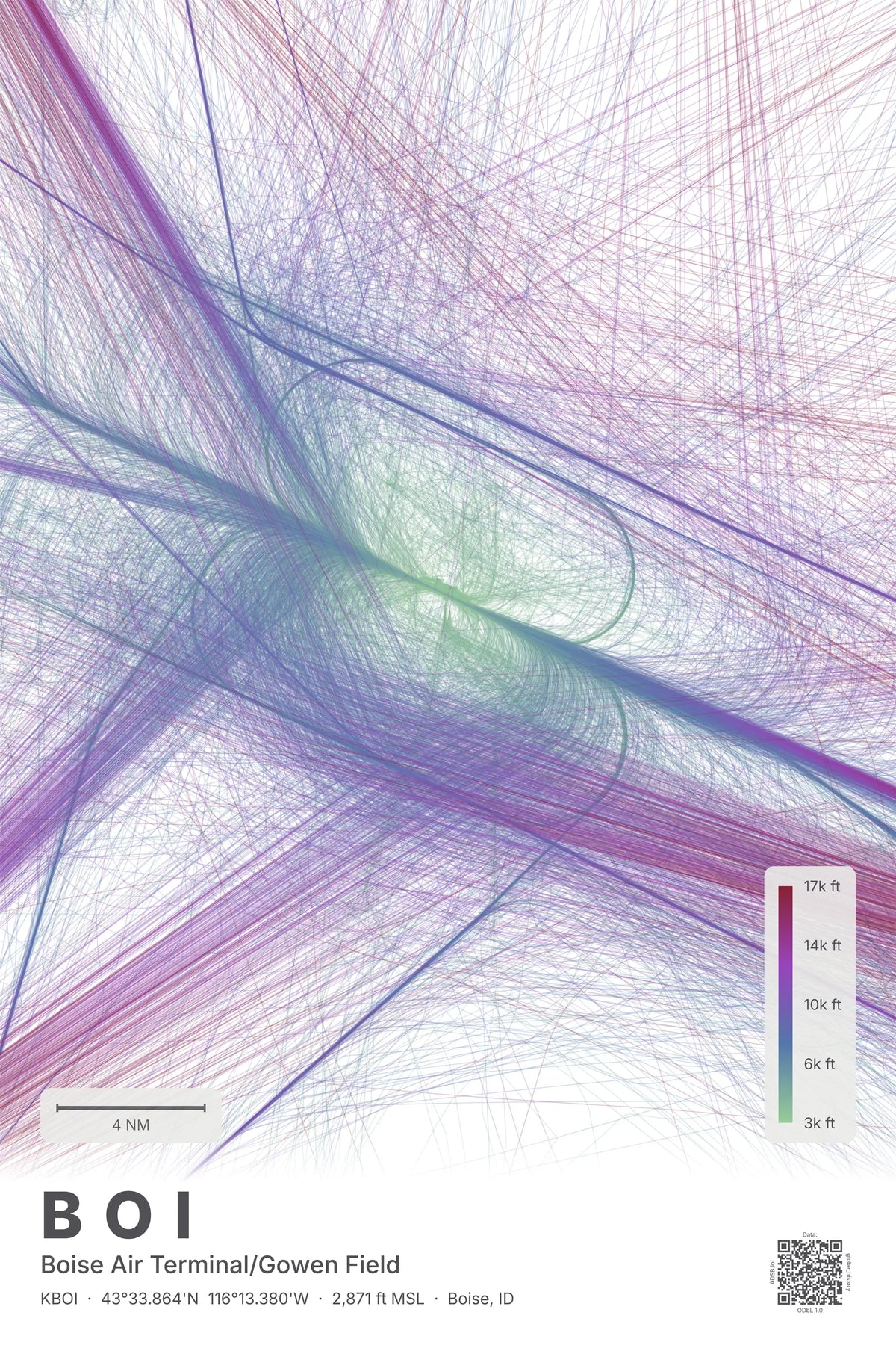 BOI flight path print — Prism theme · Light